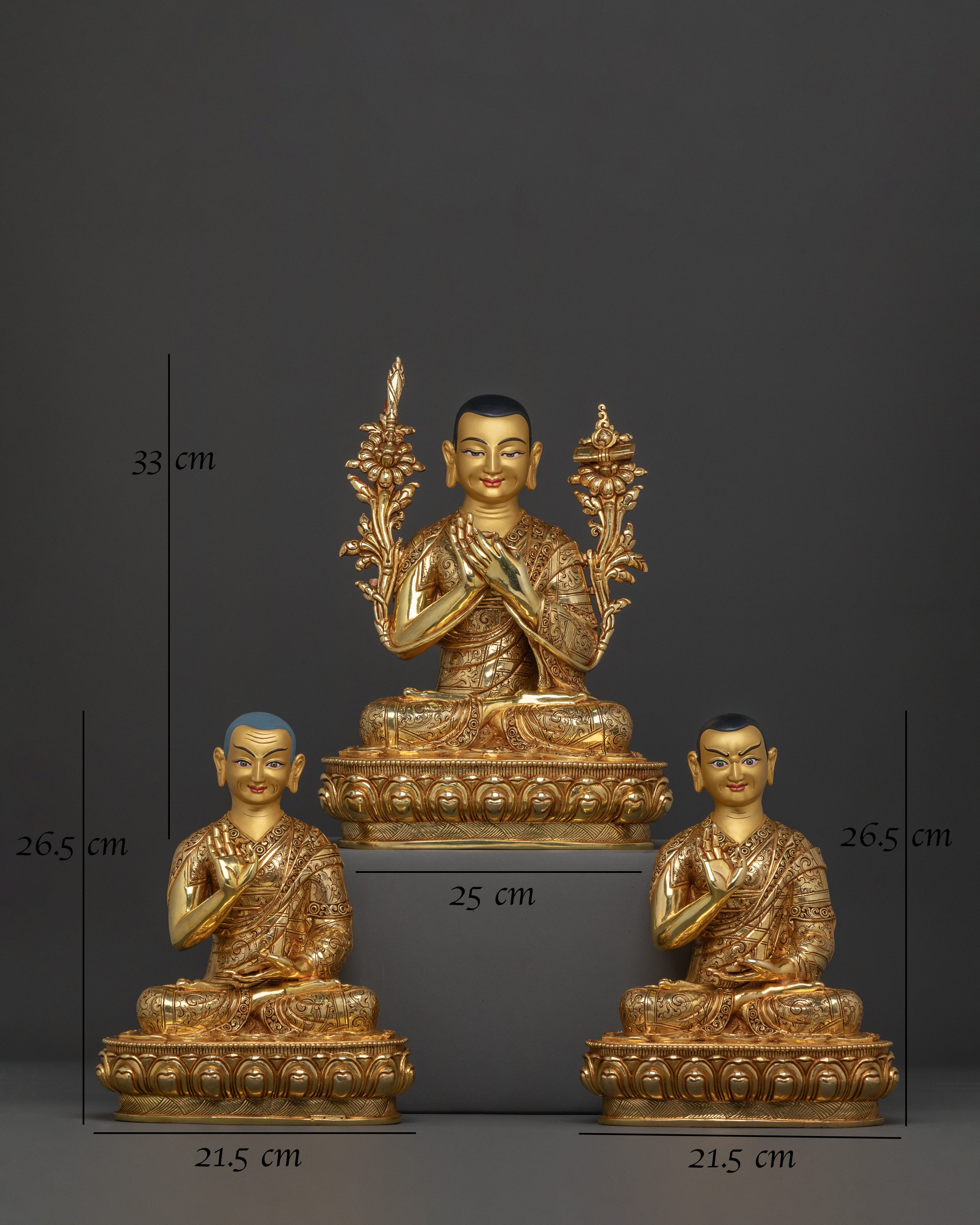 Buddhist Statue Set of Tsongkhapa with Disciples – Gilded Copper Masterpiece