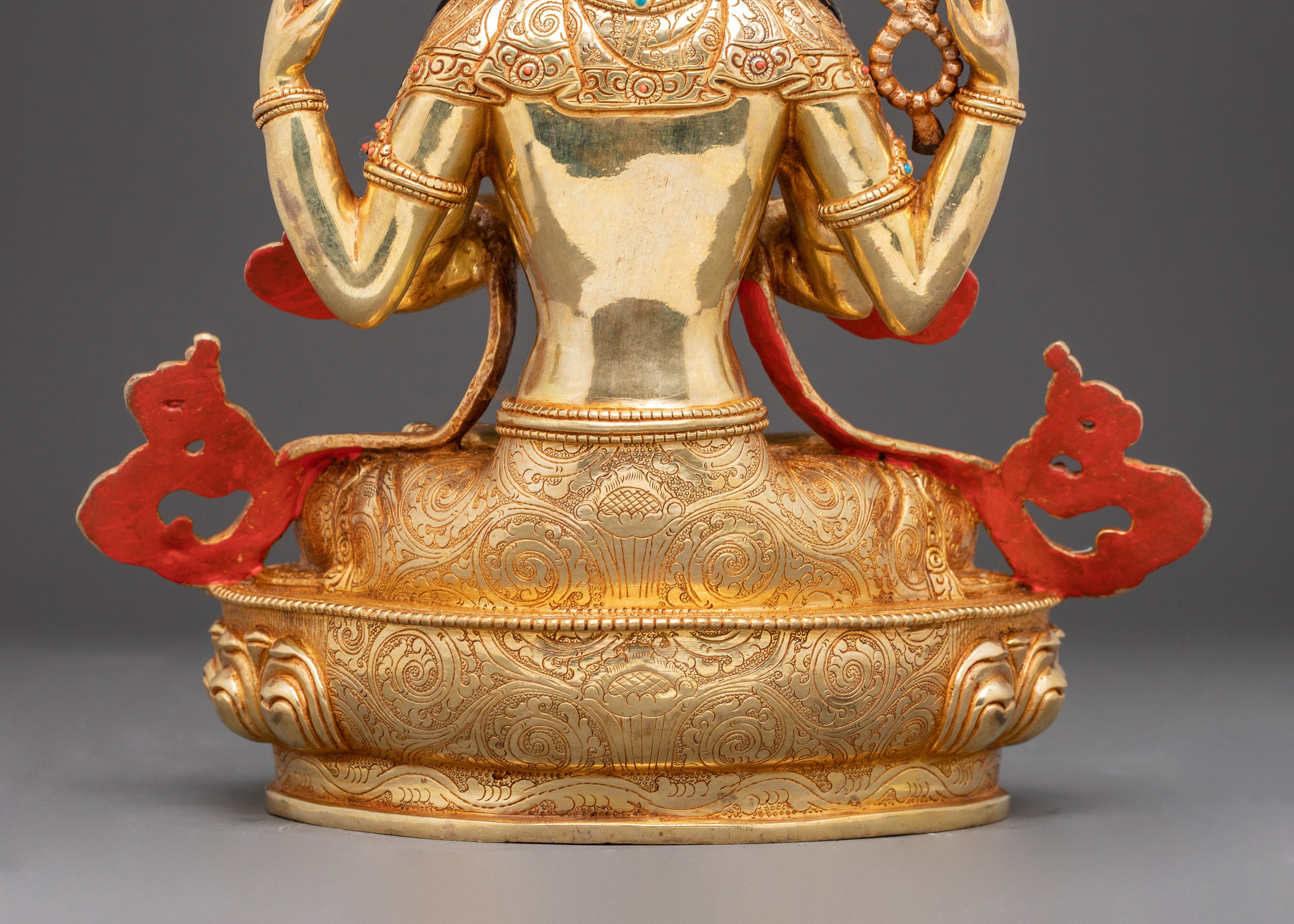 Handcrafted Golden Artwork of Four-Armed Chenrezig