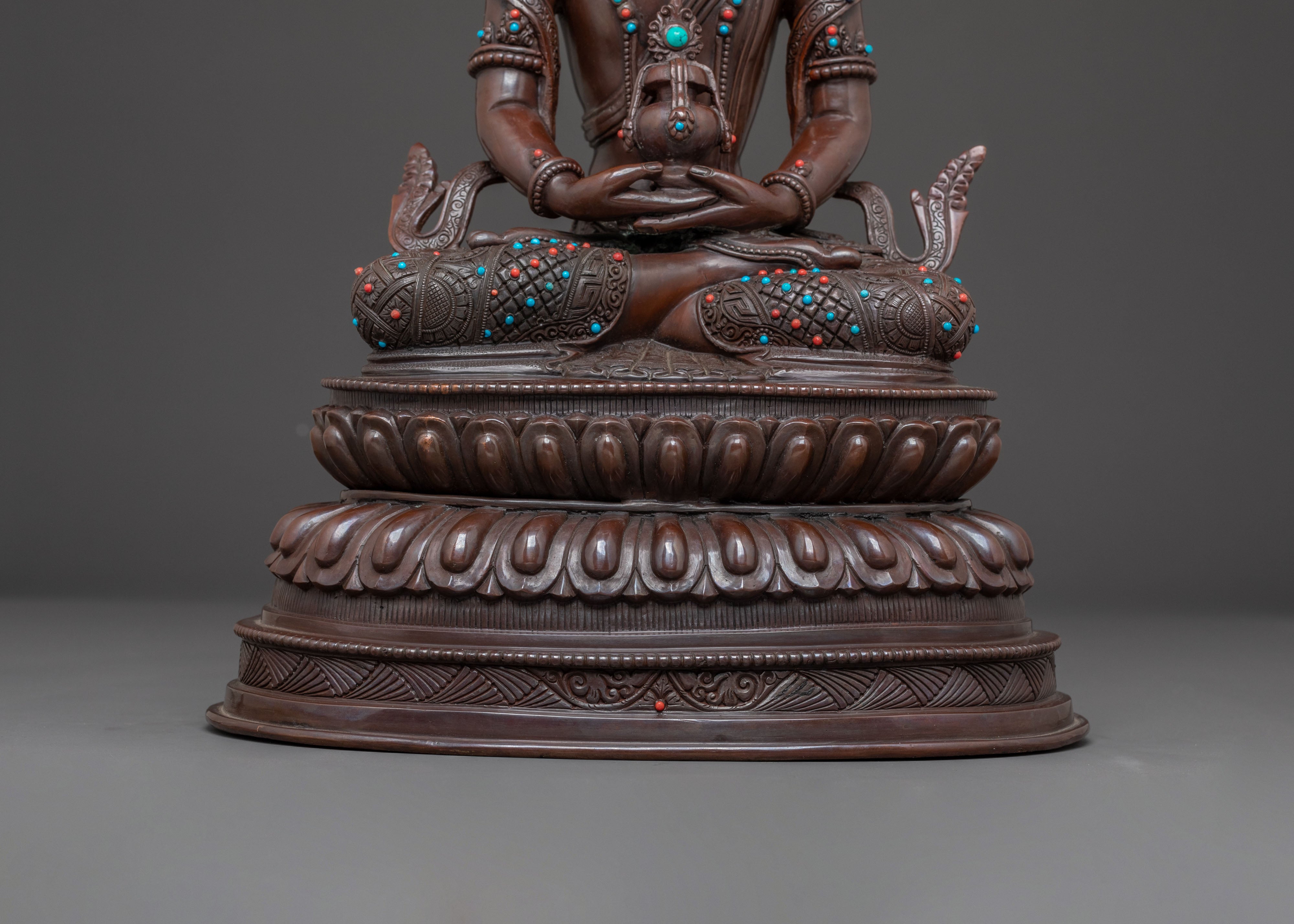 Handcrafted Copper Statue of Bodhisattva Amitayus | Buddha of Longevity