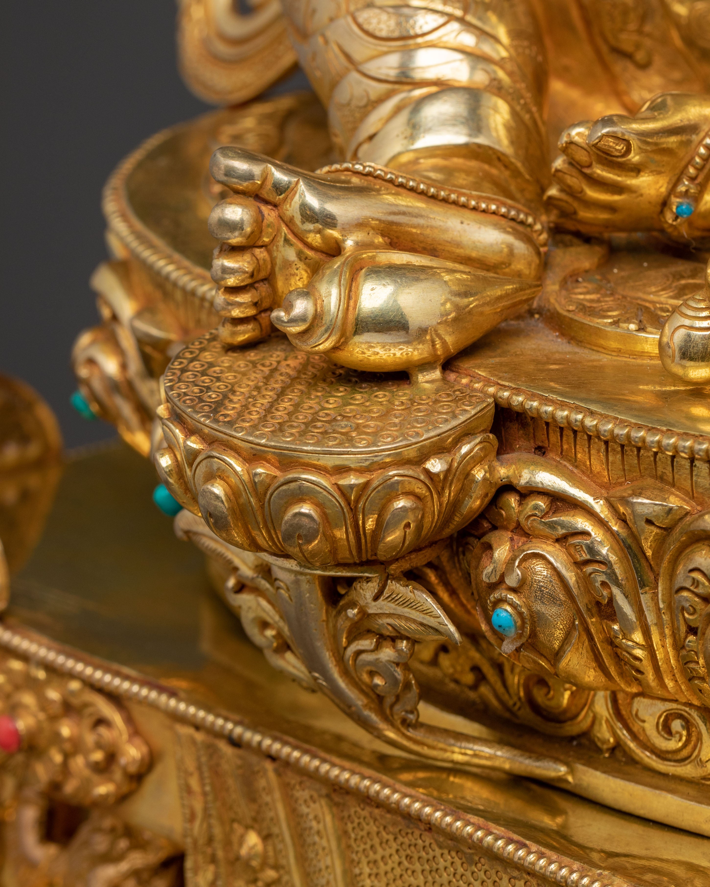 Handcrafted Dzambala Statue on Throne | Buddhist God of Wealth