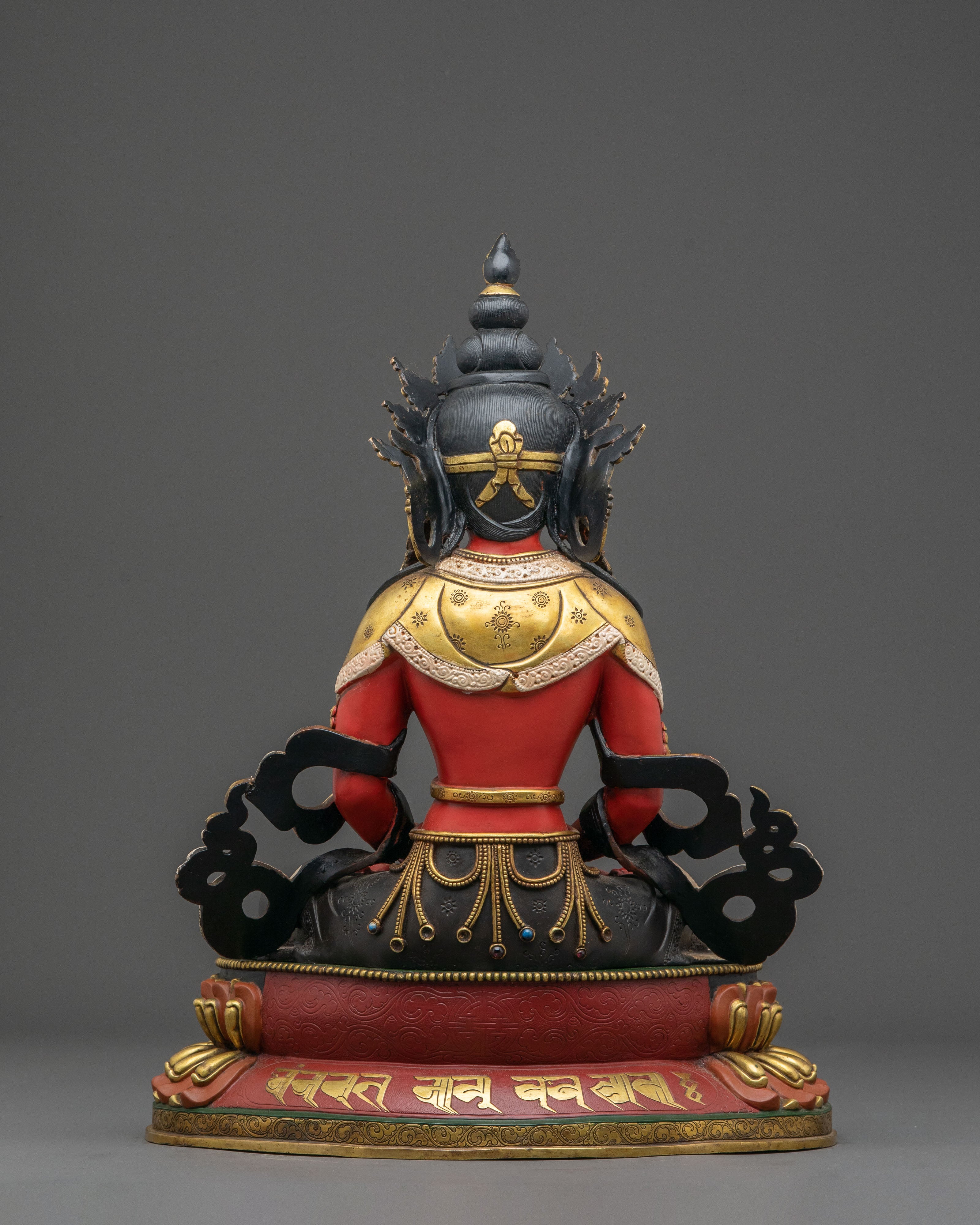 Amitayus Handcrafted Sacred Statue: Serene Copper Artistry
