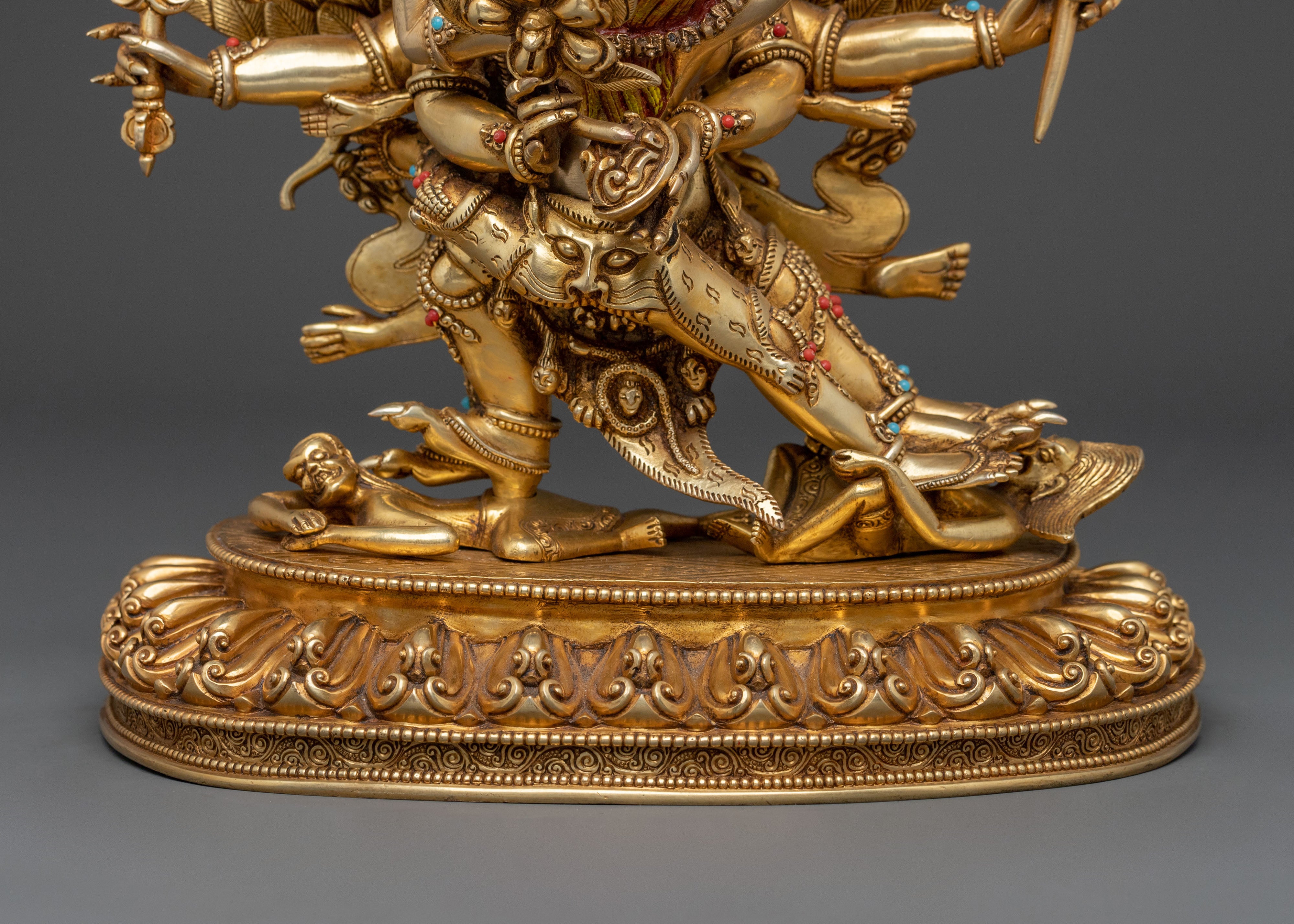 Hevajra Statue: 24k Gold Gilded Buddhist Deity