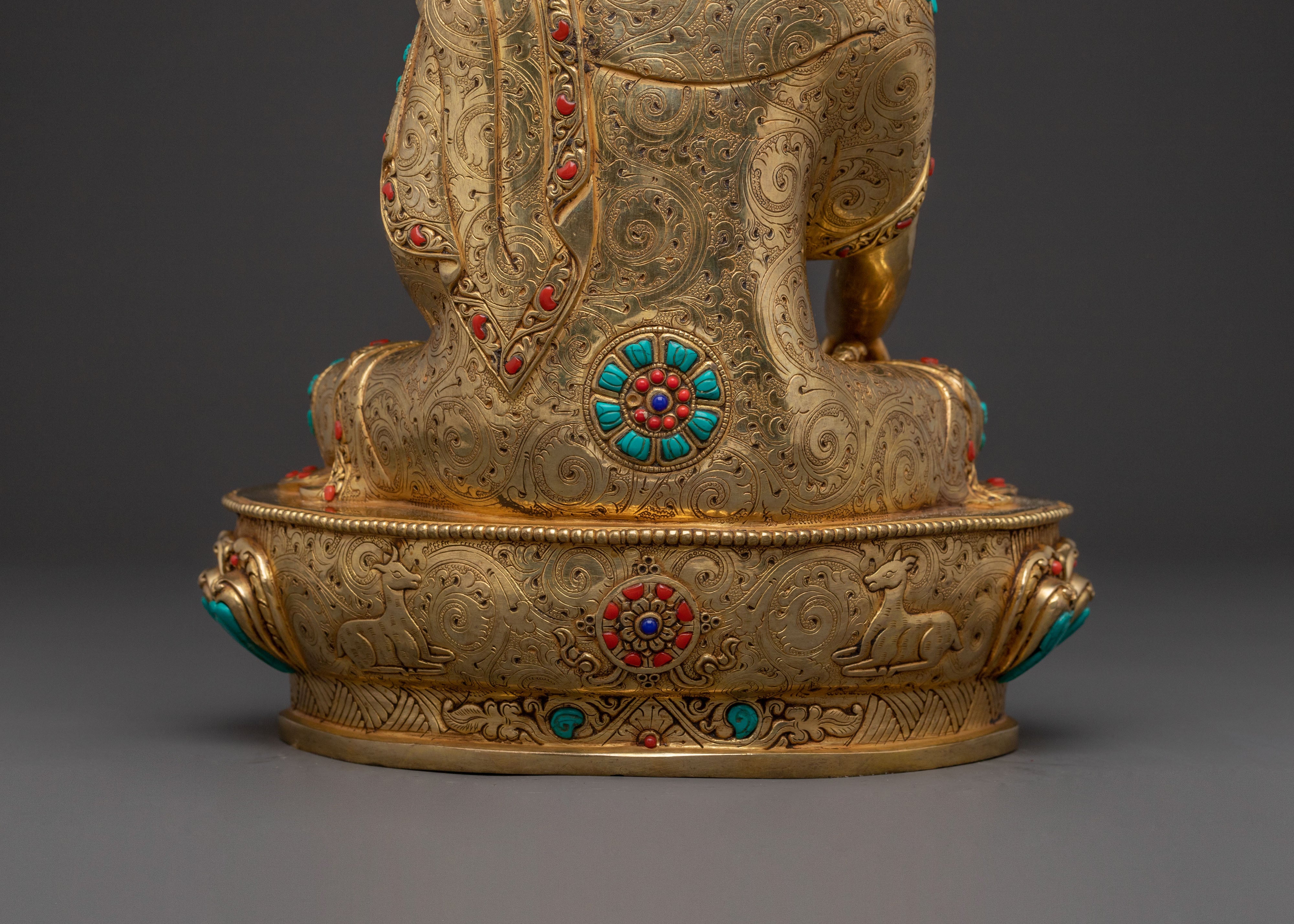 Shakyamuni Buddha Golden Statue with Crown – Himalayan Craft