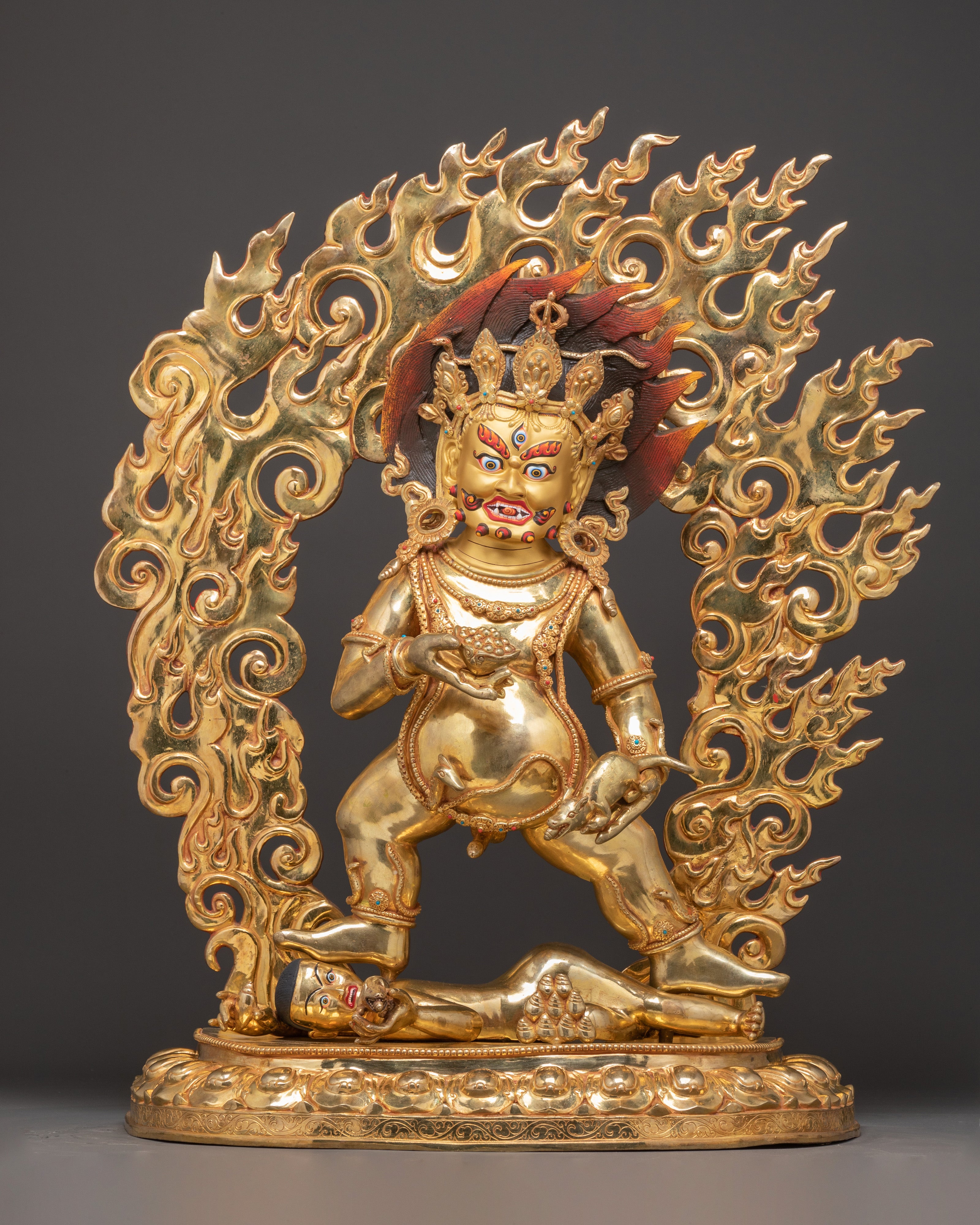 Handmade Black Dzambhala Buddhist Wealth Deity Sculpture