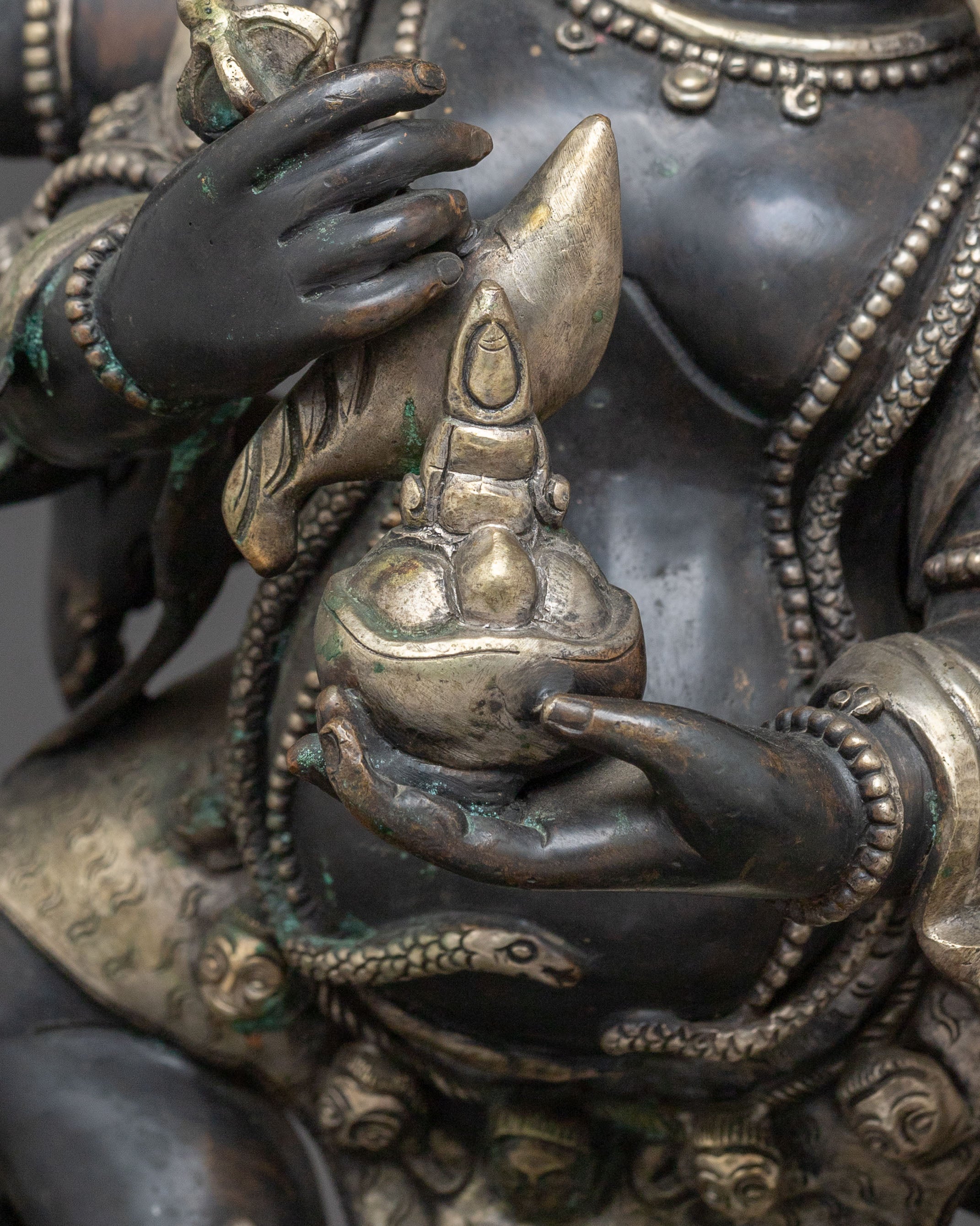 Six-Armed Mahakala Sacred Statue | Antique Finishing
