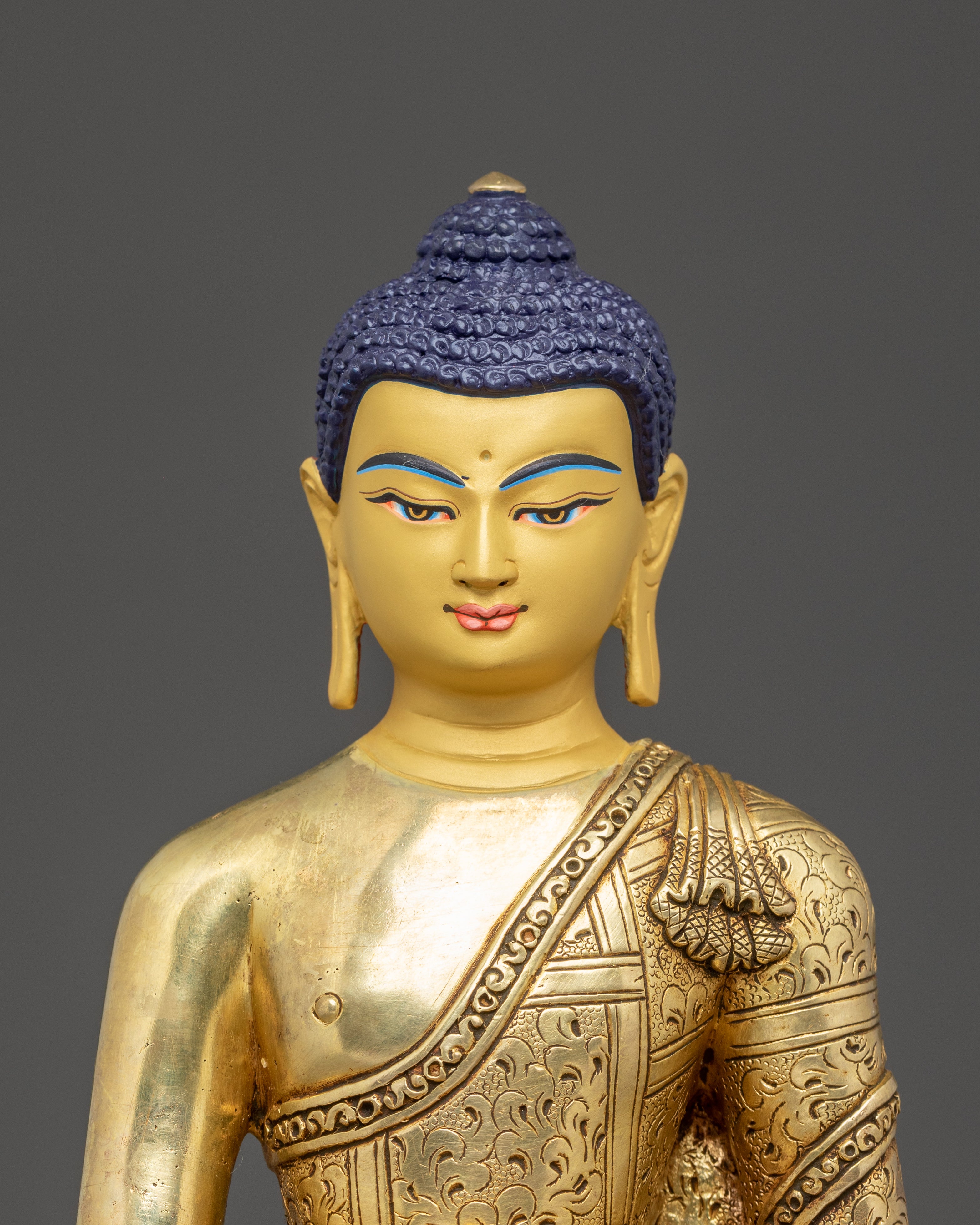 Handcrafted Copper Sculpture of Buddha Shakyamuni