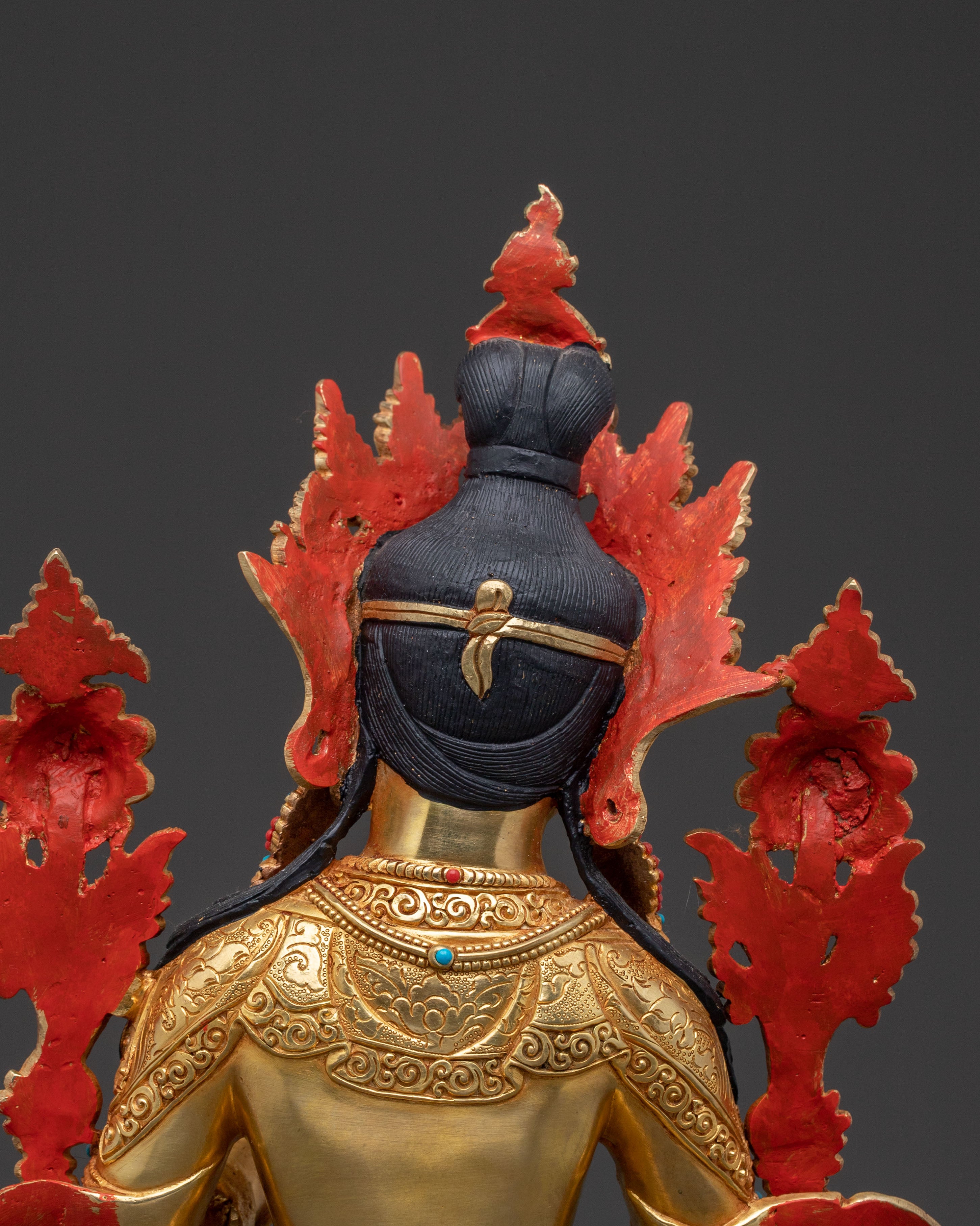 Radiant White Tara Blessing Statue - 24K Gold Gilded Copper