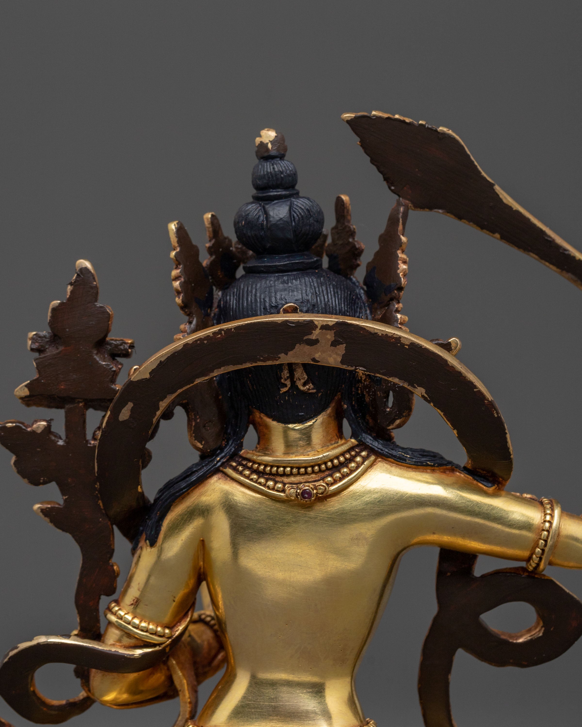 Manjushri Traditional Figurine | 24K Gilded Copper
