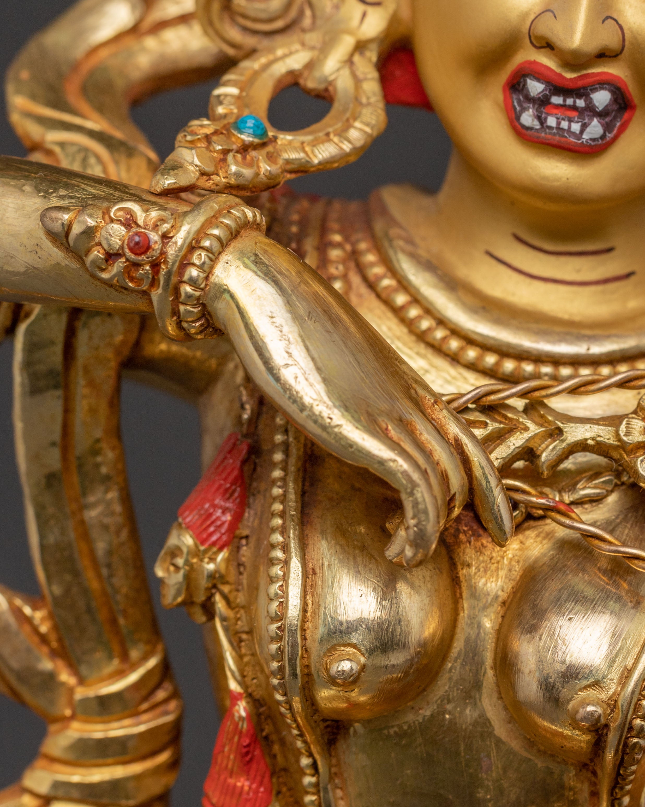 Golden Kurukulla Handmade Statue | Tibetan Buddhist Figurine