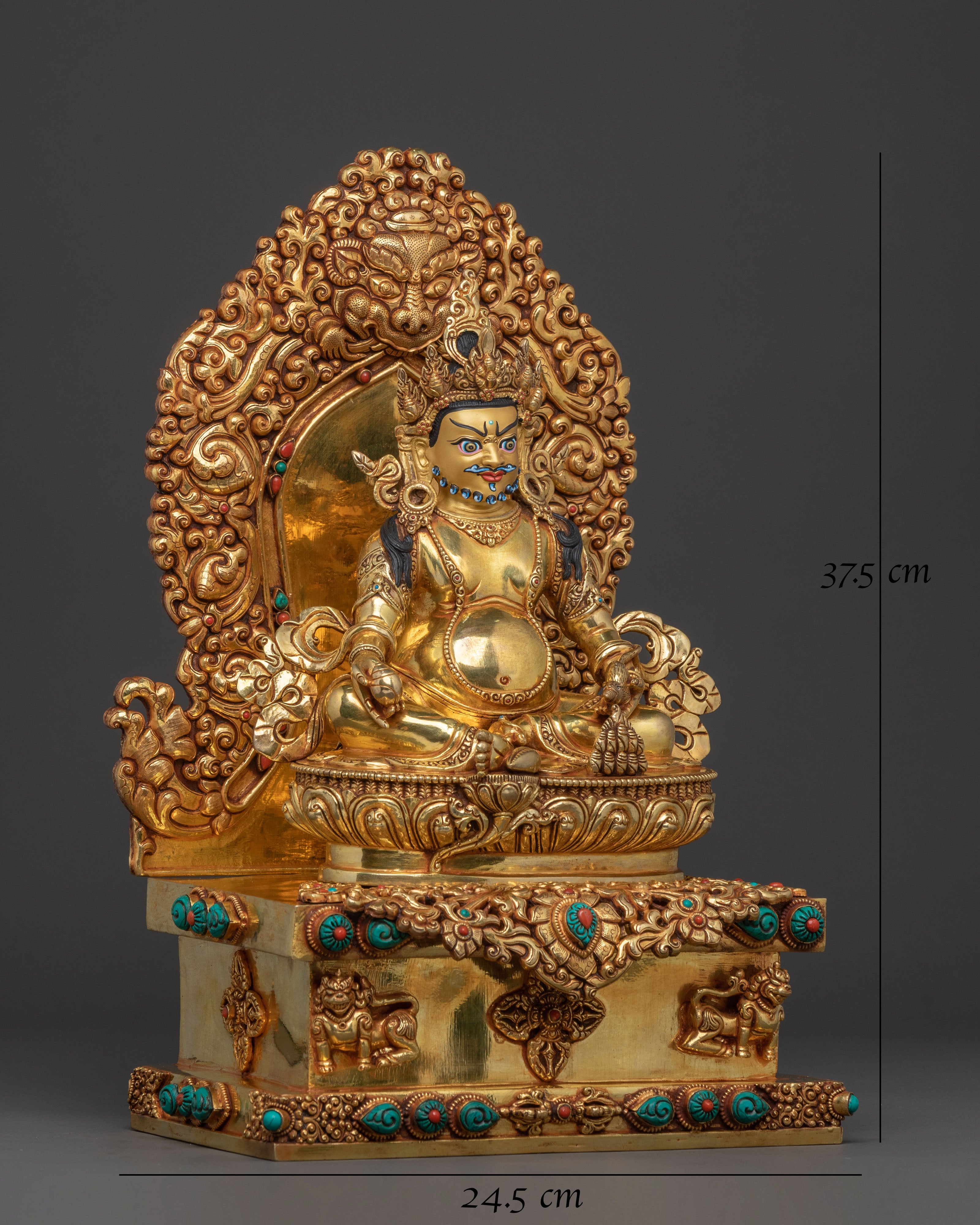 Dzambhala Ritual Statue on Throne | Wealth God