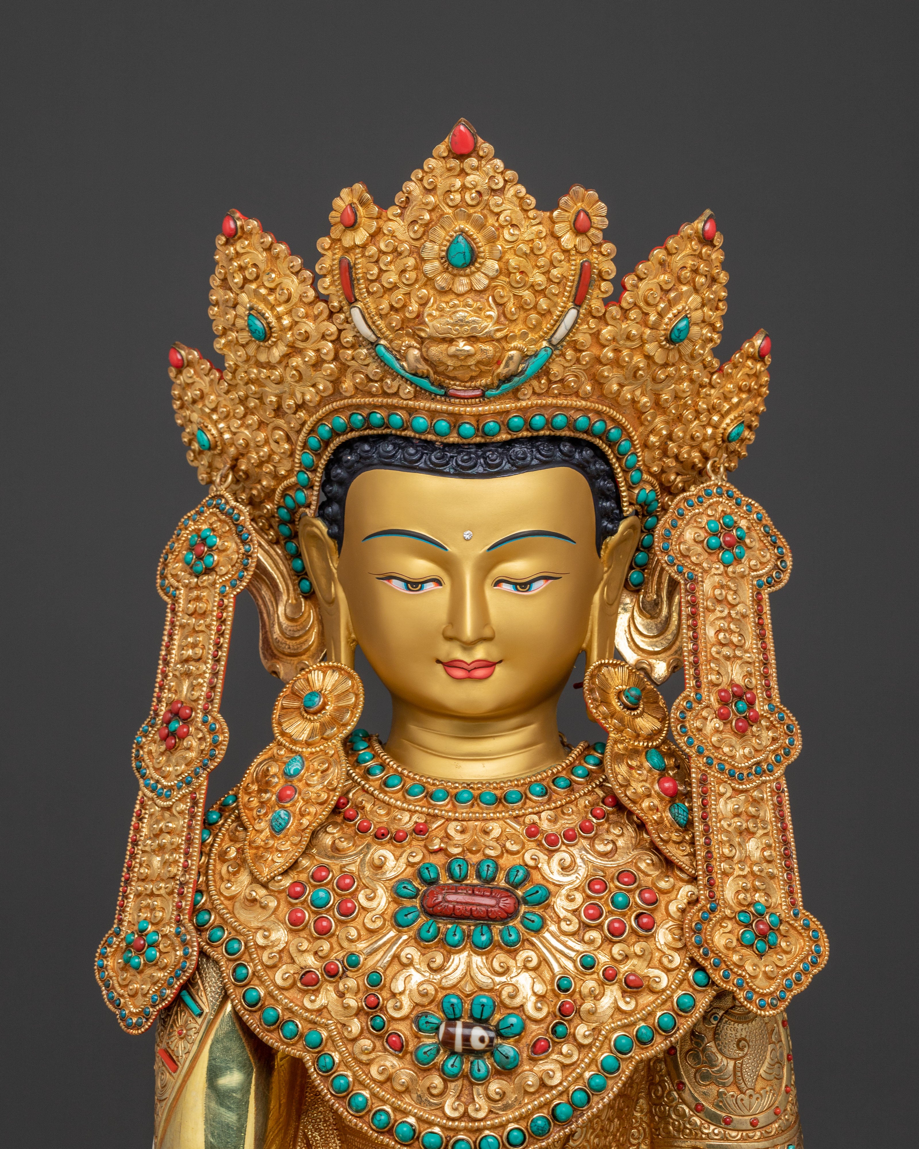Handcrafted Crowned Shakyamuni Buddha Statue