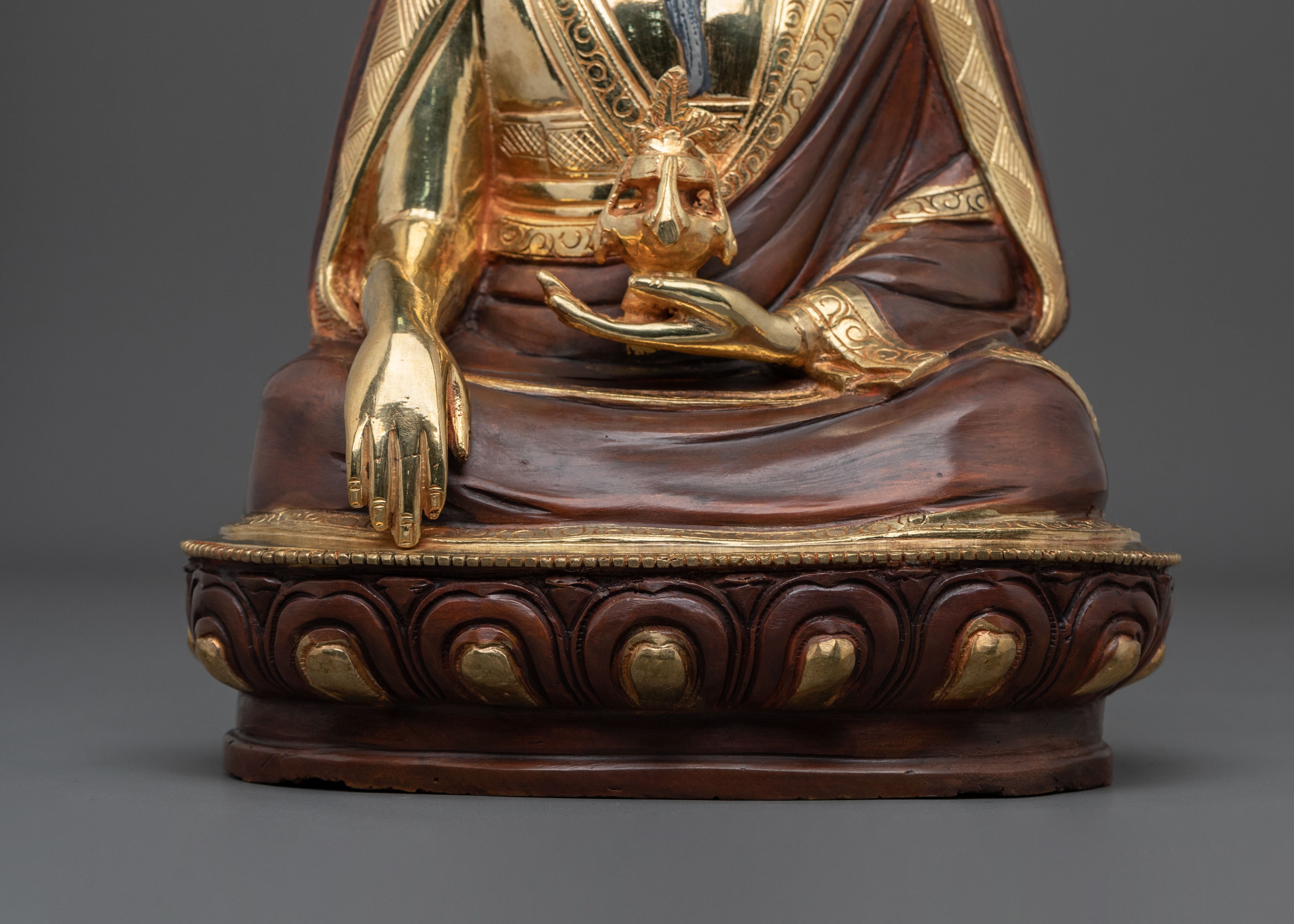 Guru Shapdum 24K Gold Coated Statue | Sacred Copper Artistry