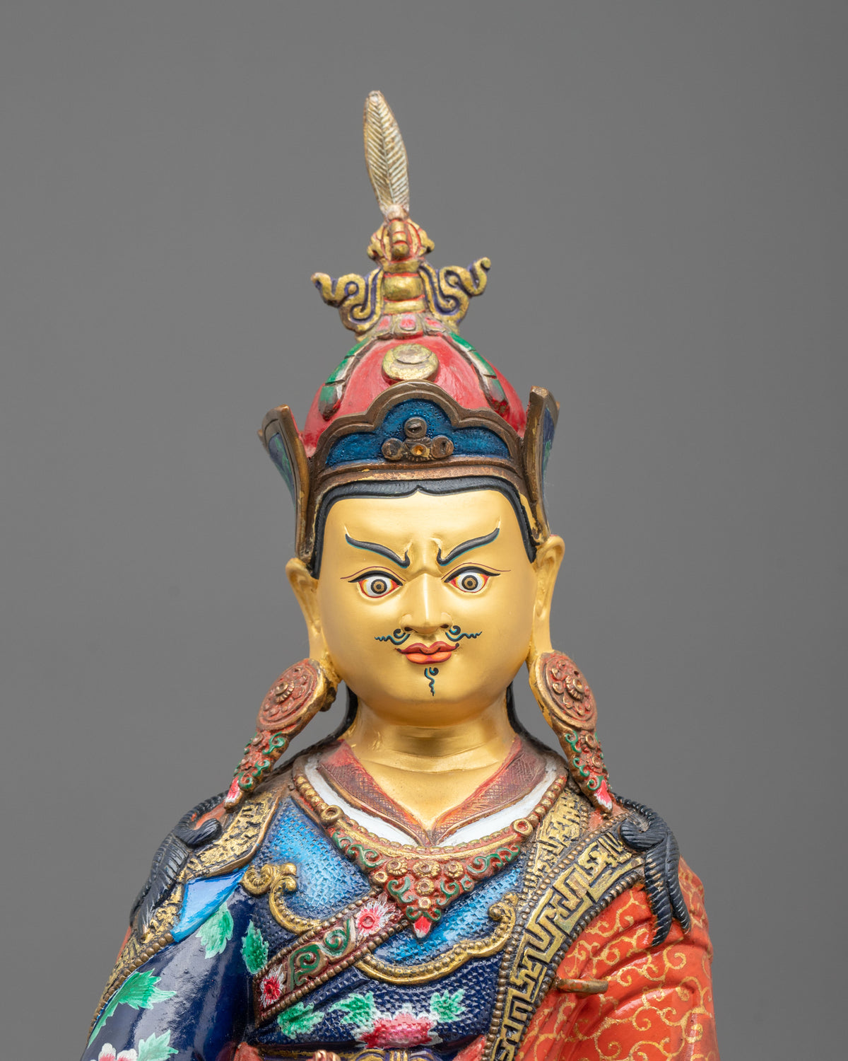 Guru Rinpoche 24K Gold Coated Buddhist Figurine – Authentic Nepalese Art