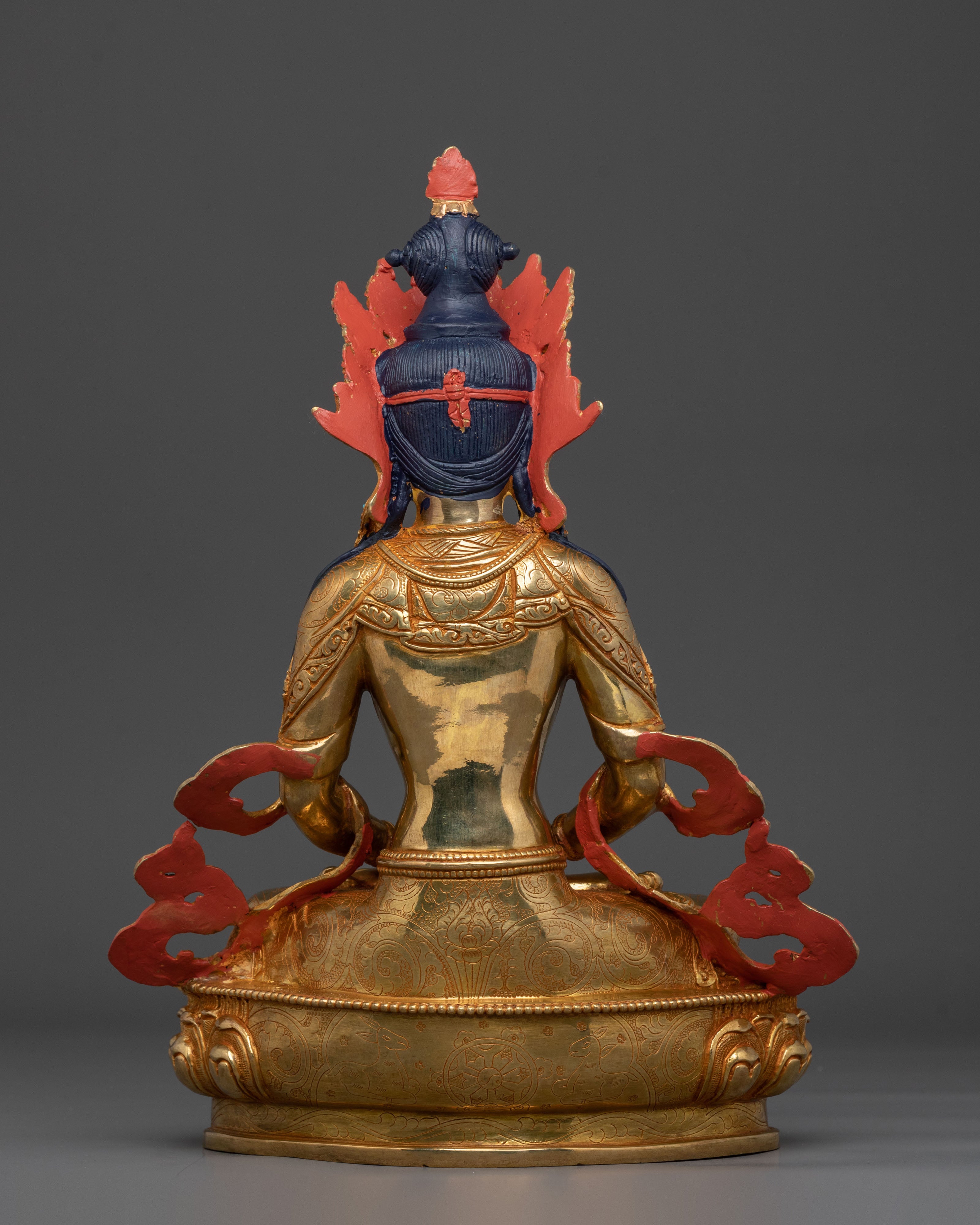 Amitayus Statue: Hand-Gilded 24K Gold Figurine