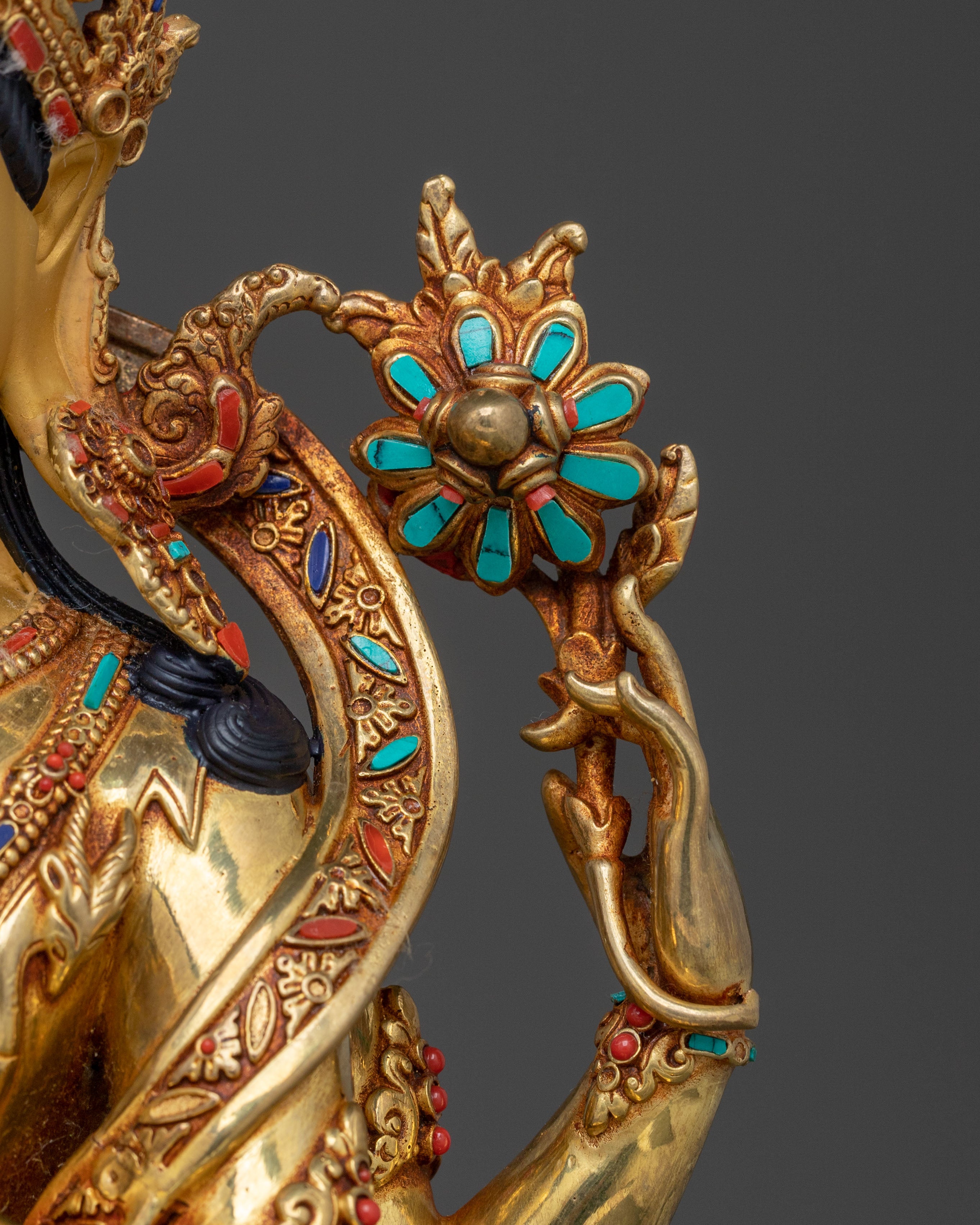 Chenrezig Sacred Statue: 24K Gold Gilded Bodhisattva