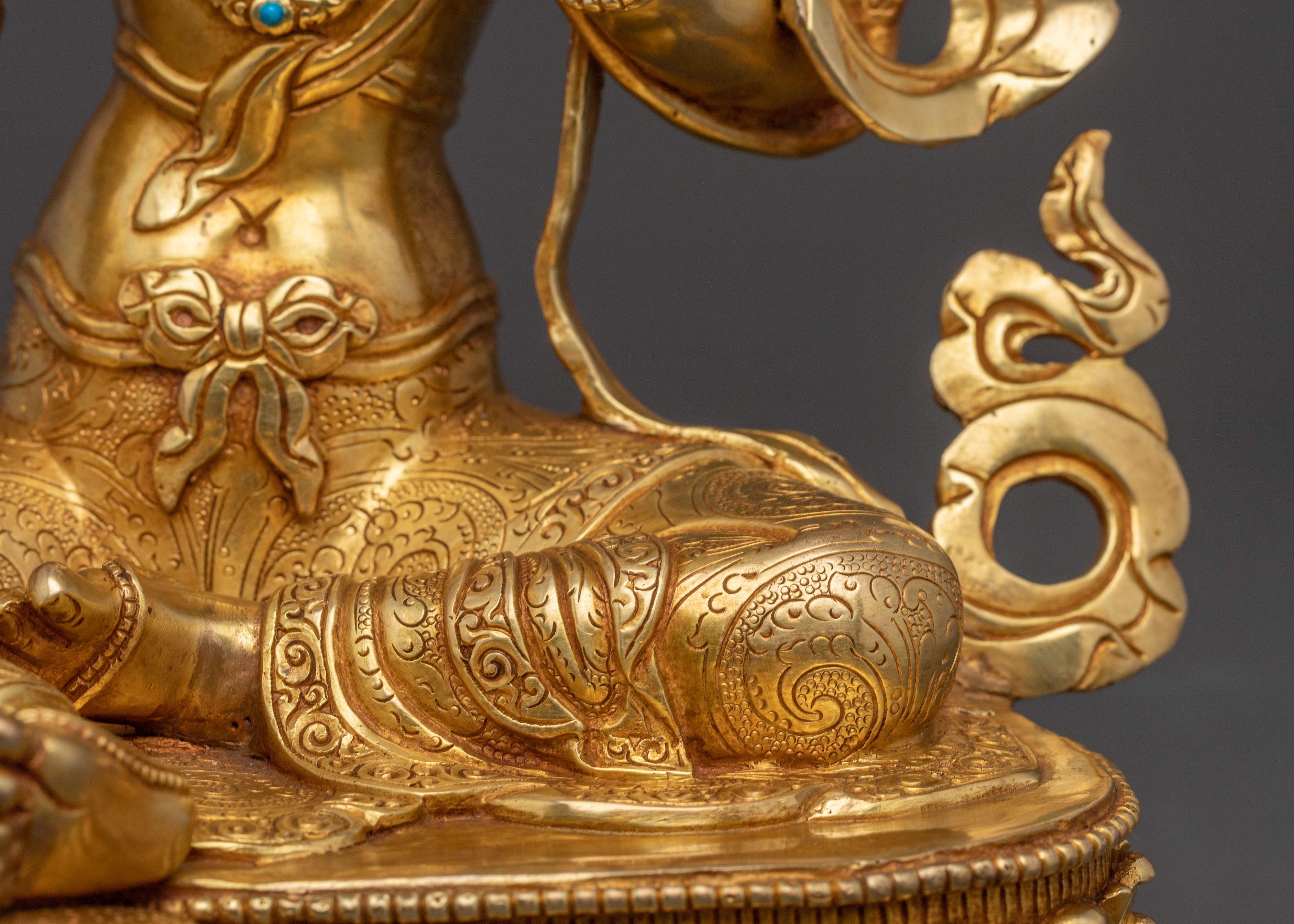 Green Tara Enlightened Mother Statue - 24K Gold Gilded