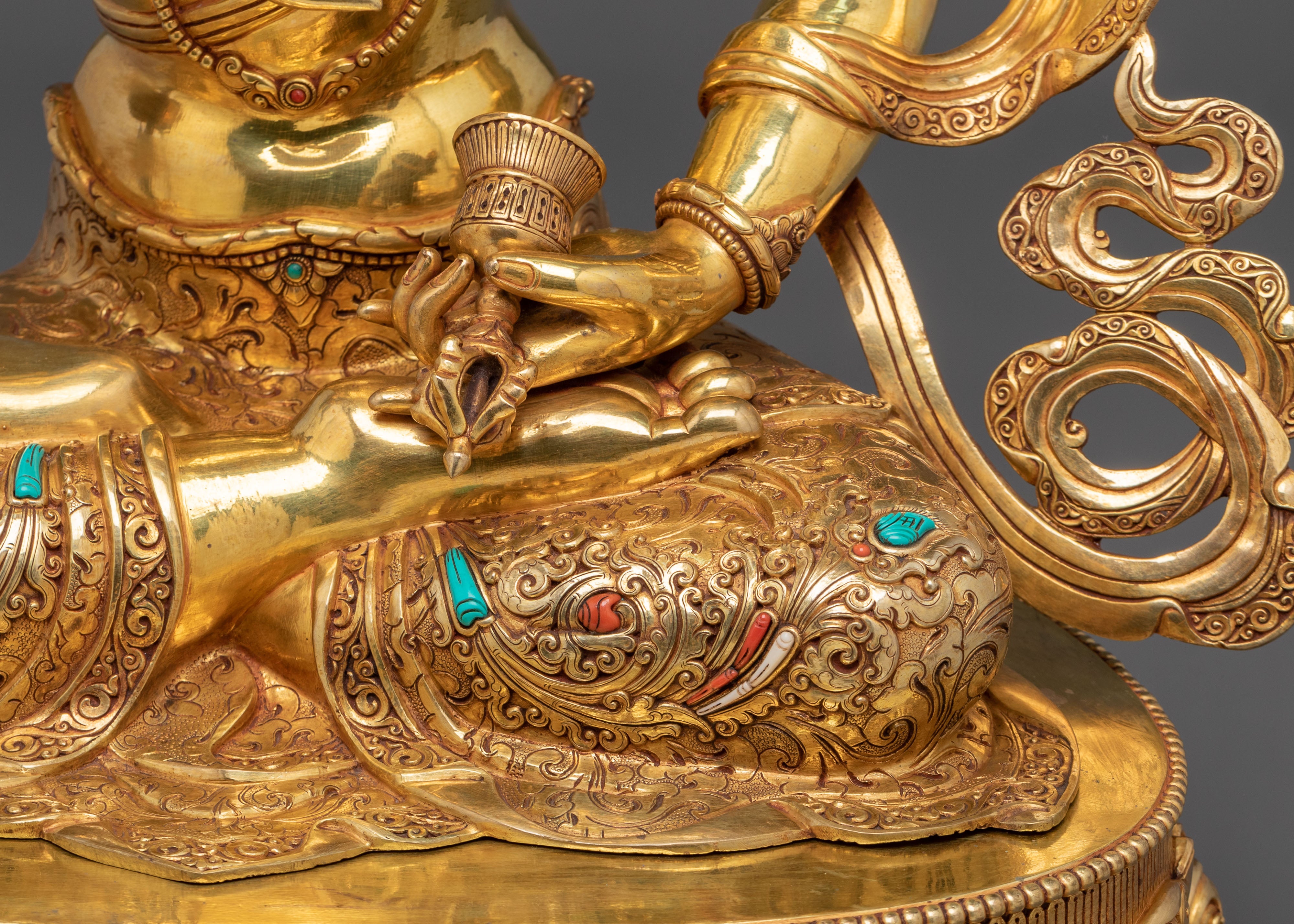 Vajrasattva Statue | Gemstones Adorned 24K Gold Gilded Figurine