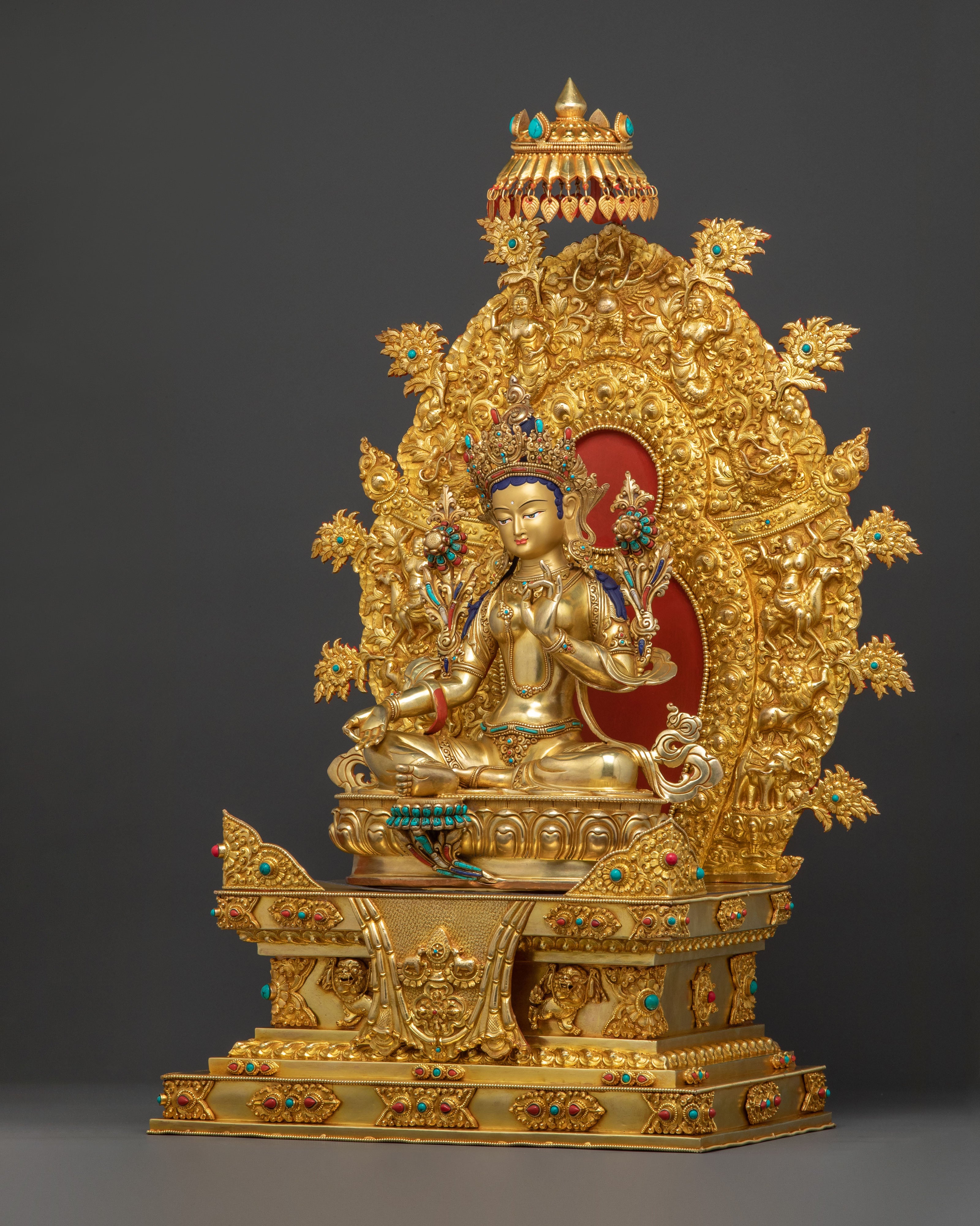 Seated Green Tara Goddess Sculpture | Compassion Goddess