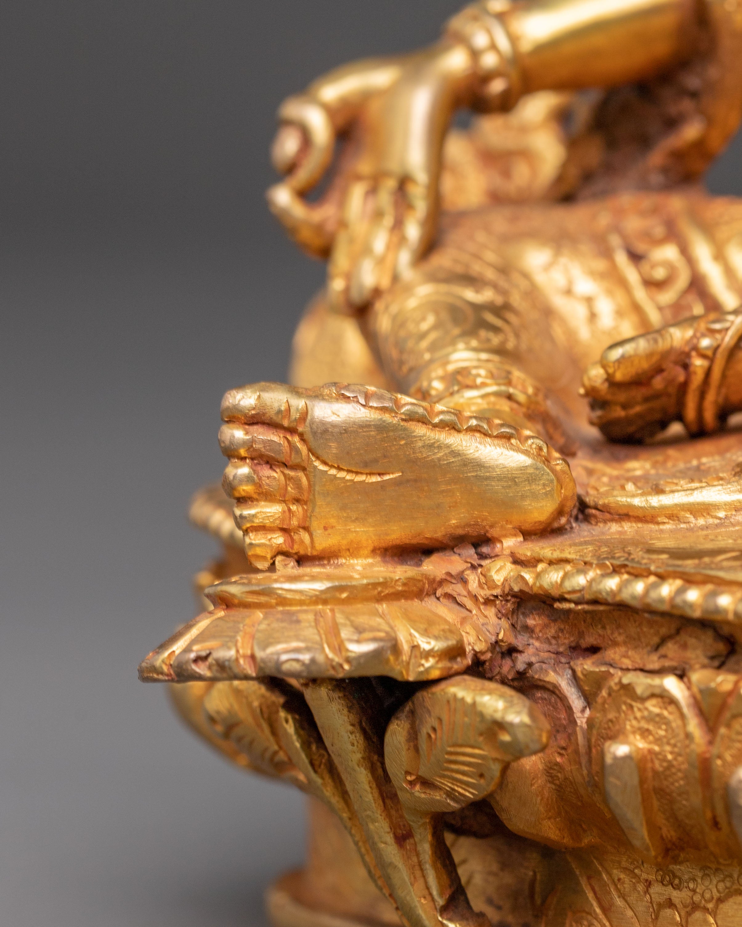 Green Tara Golden Handcrafted Statue | Goddess of Compassion