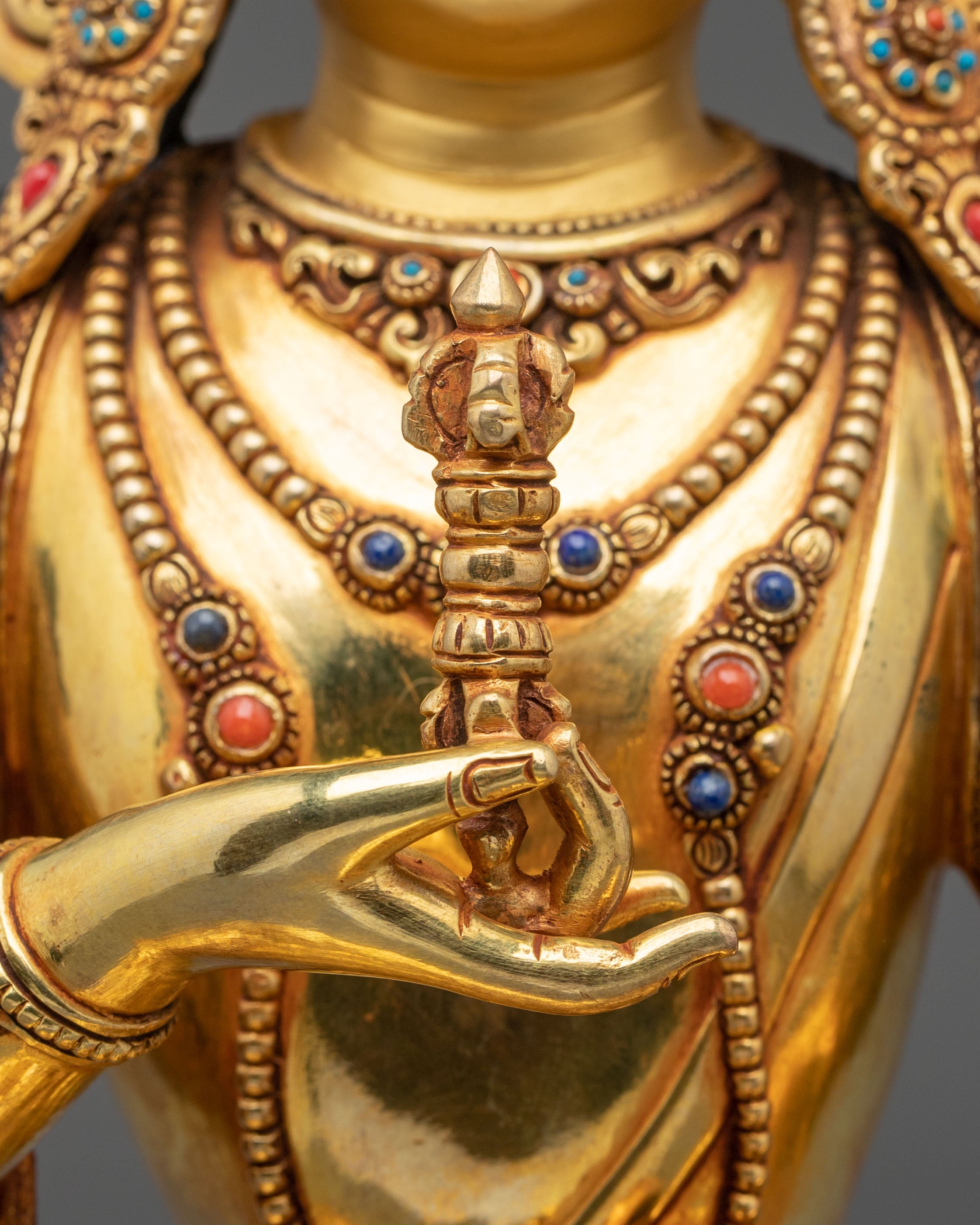 Vajrasattva Sculpture | 24K Gold Gilded Deity Figurine