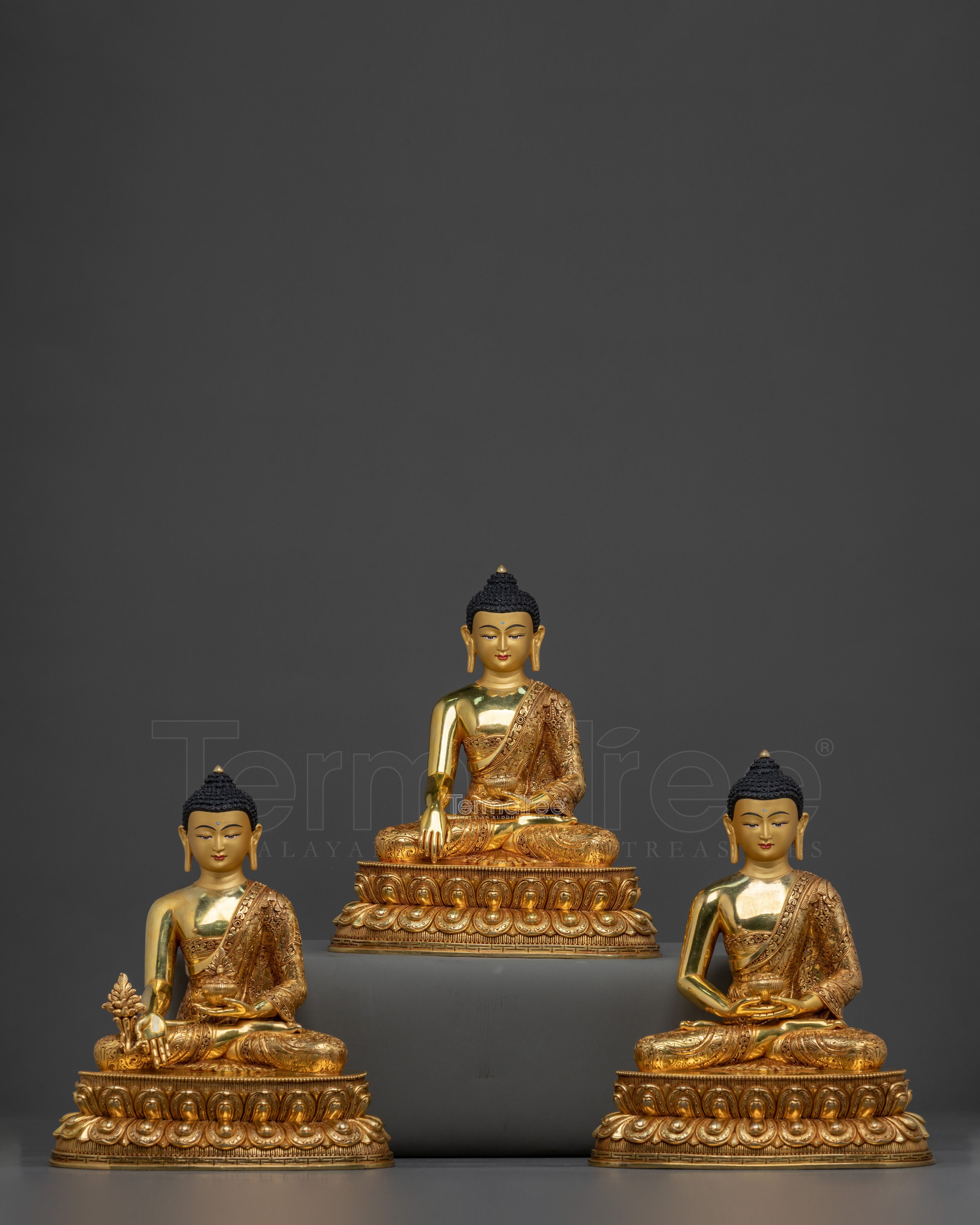 Sacred Three Buddhas Sculpture Set | Home Decor
