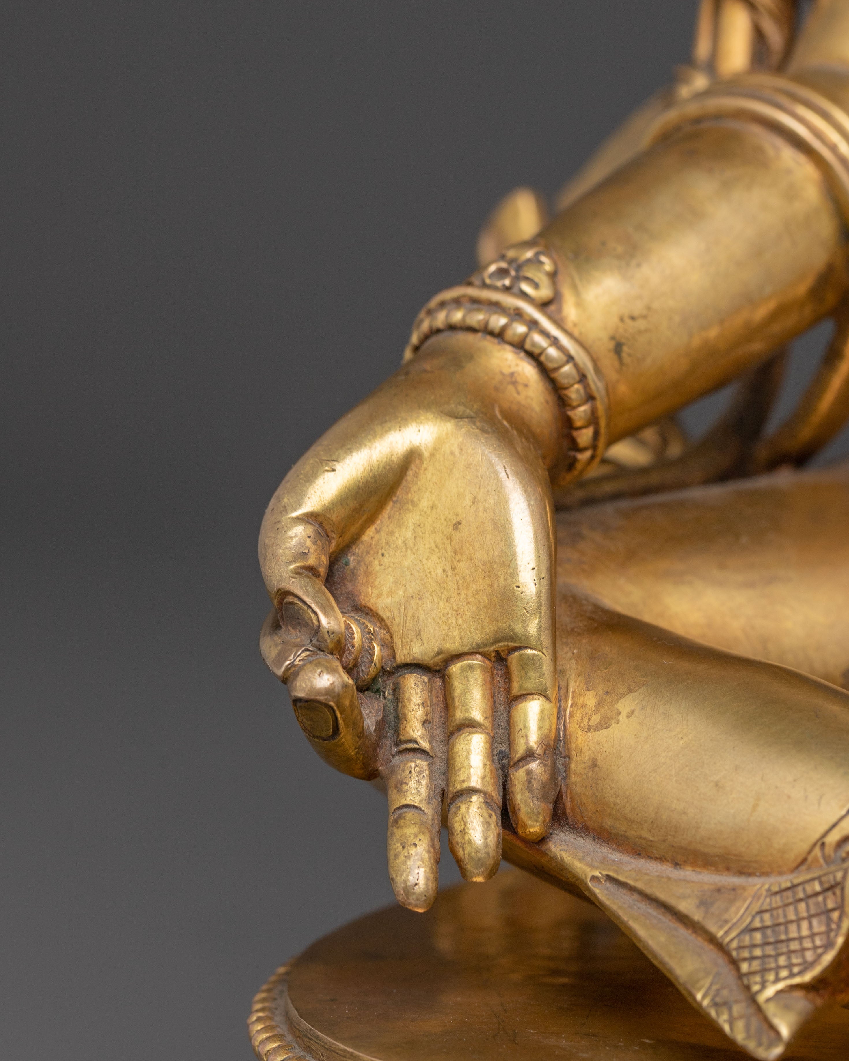 Handcrafted Green Tara Golden Statue | Goddess of Compassion