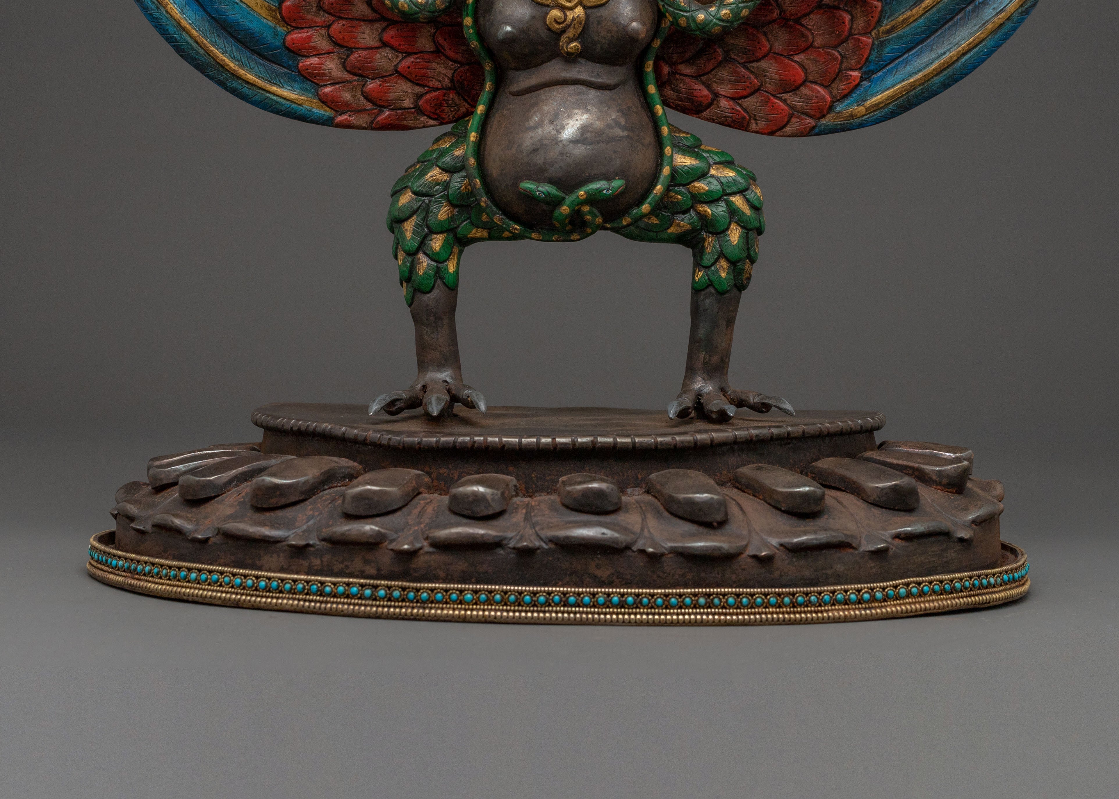 Garuda Fierce Protector Statue – Oxidized Copper Art
