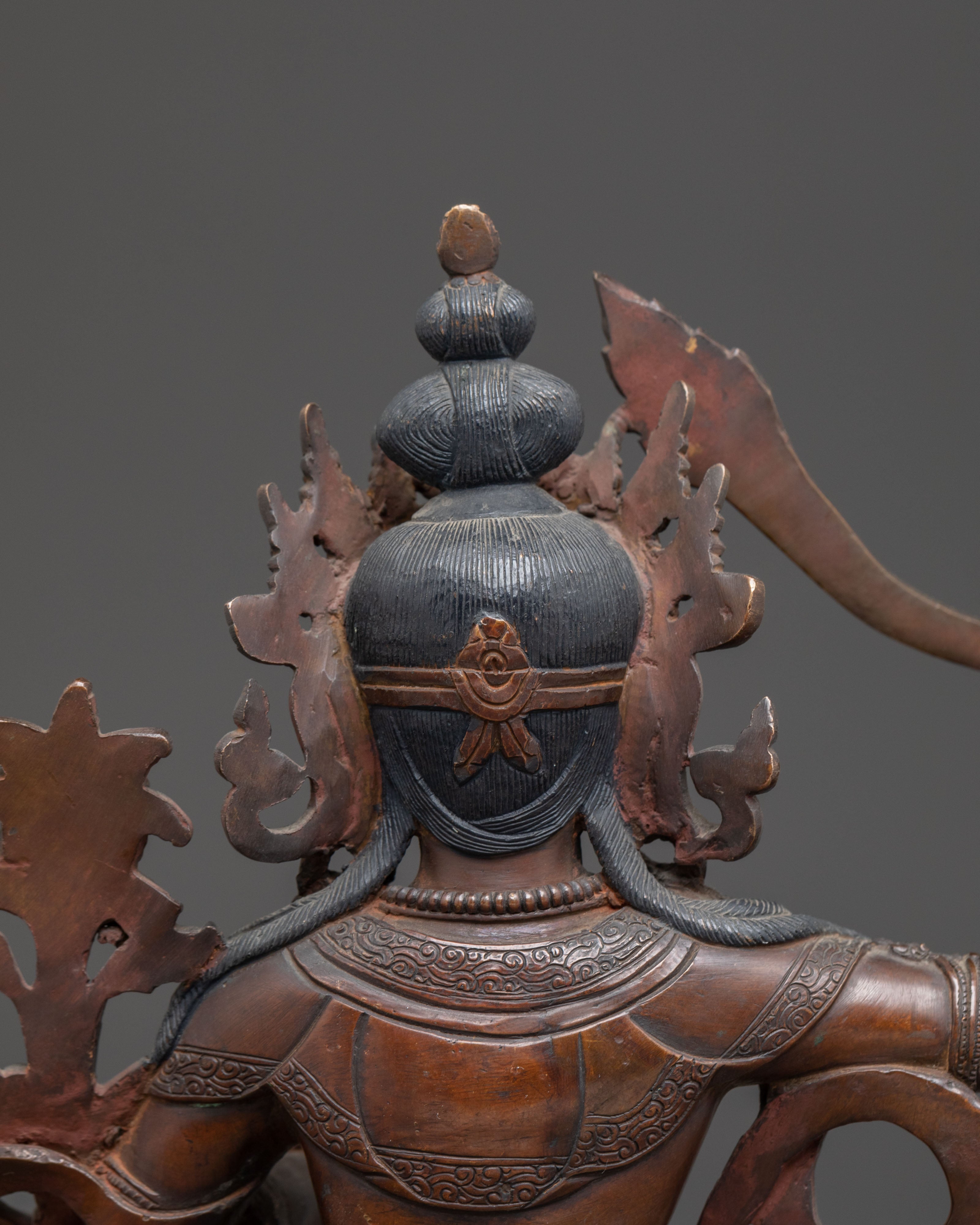 Handcrafted Manjushri Statue of Wisdom | Antique Copper Finish
