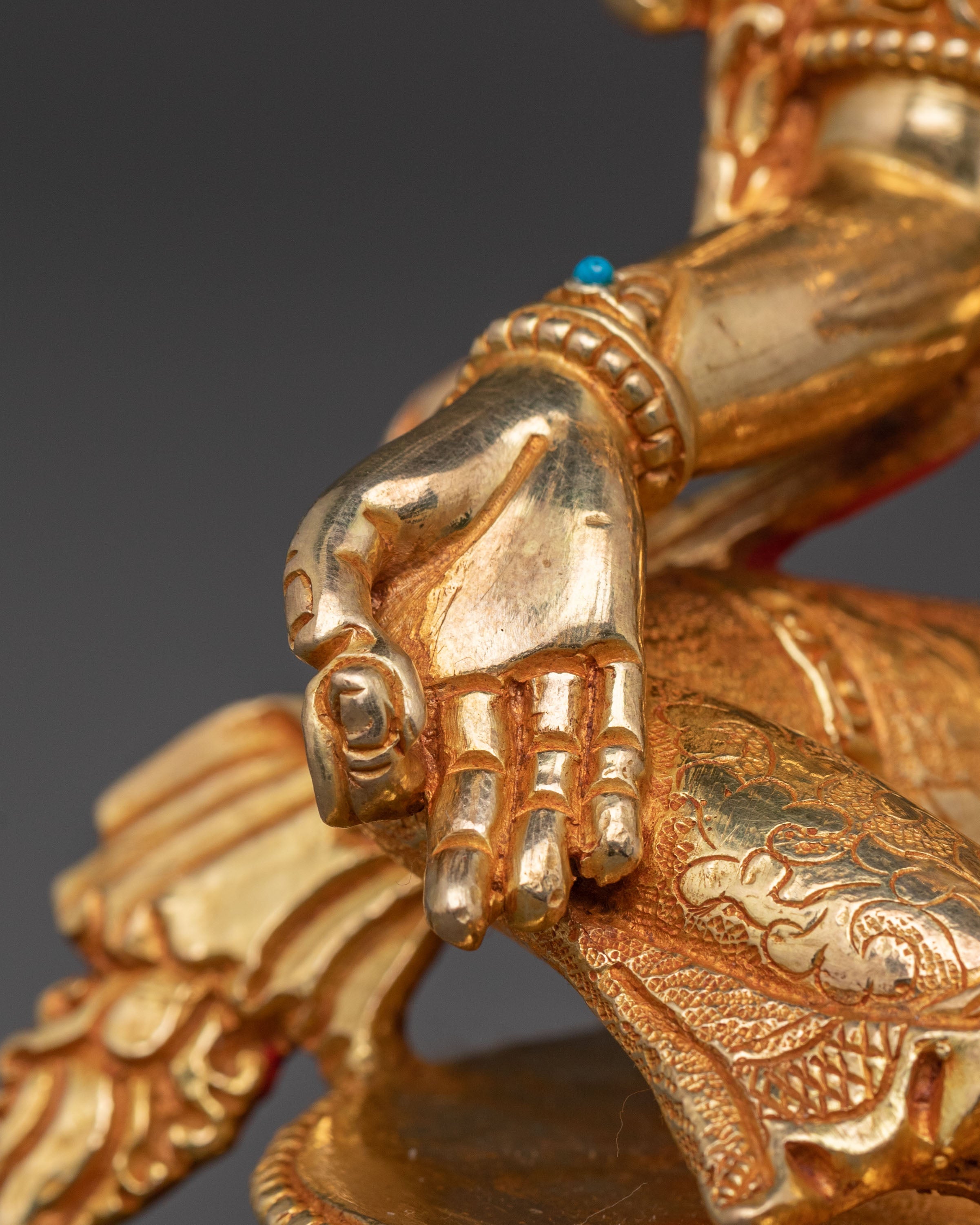 Green Tara Statue | 24K Gold Gilded Figure