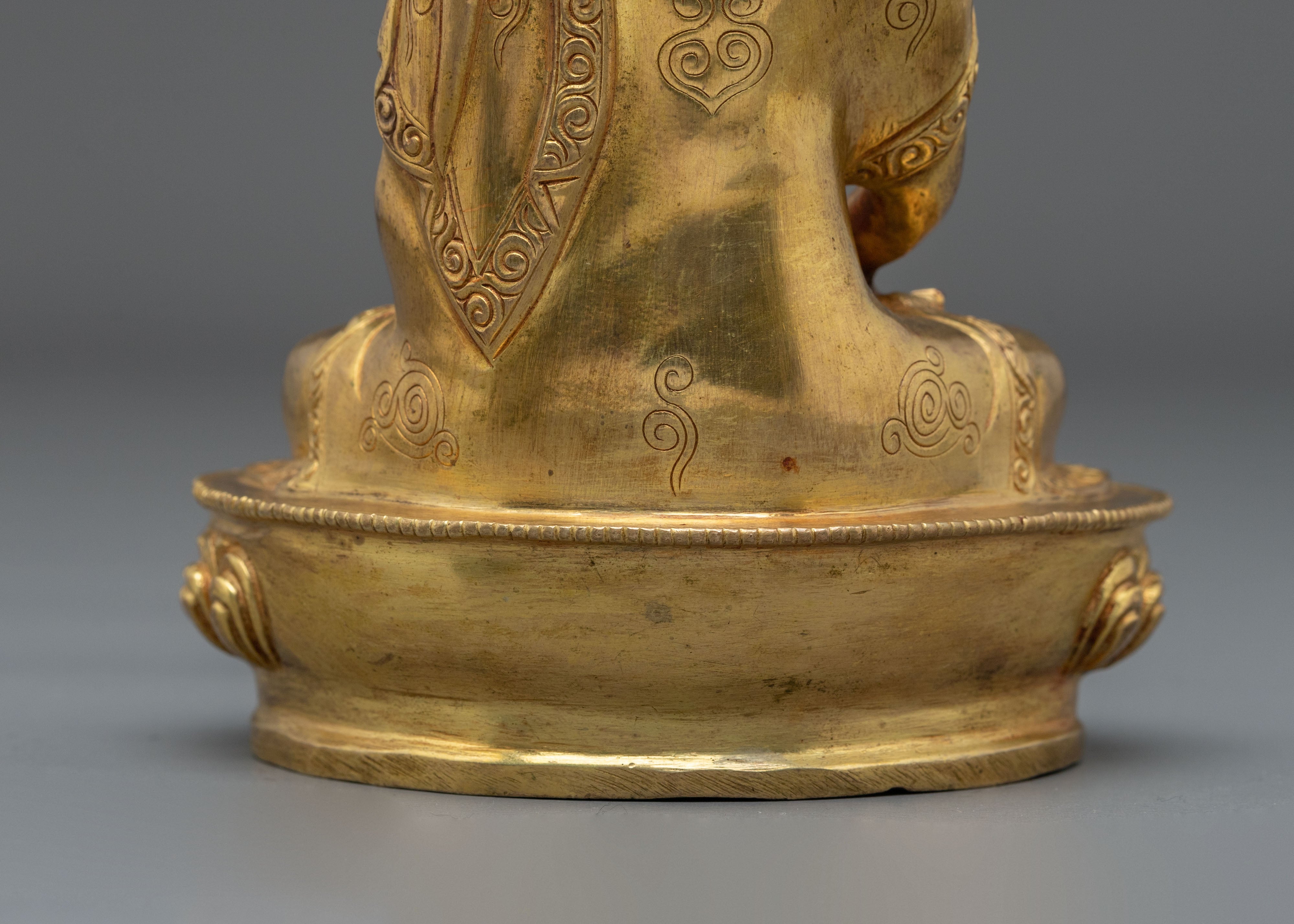 Hand-Carved Amitabha Buddha Statue | Serene & Gold Gilded