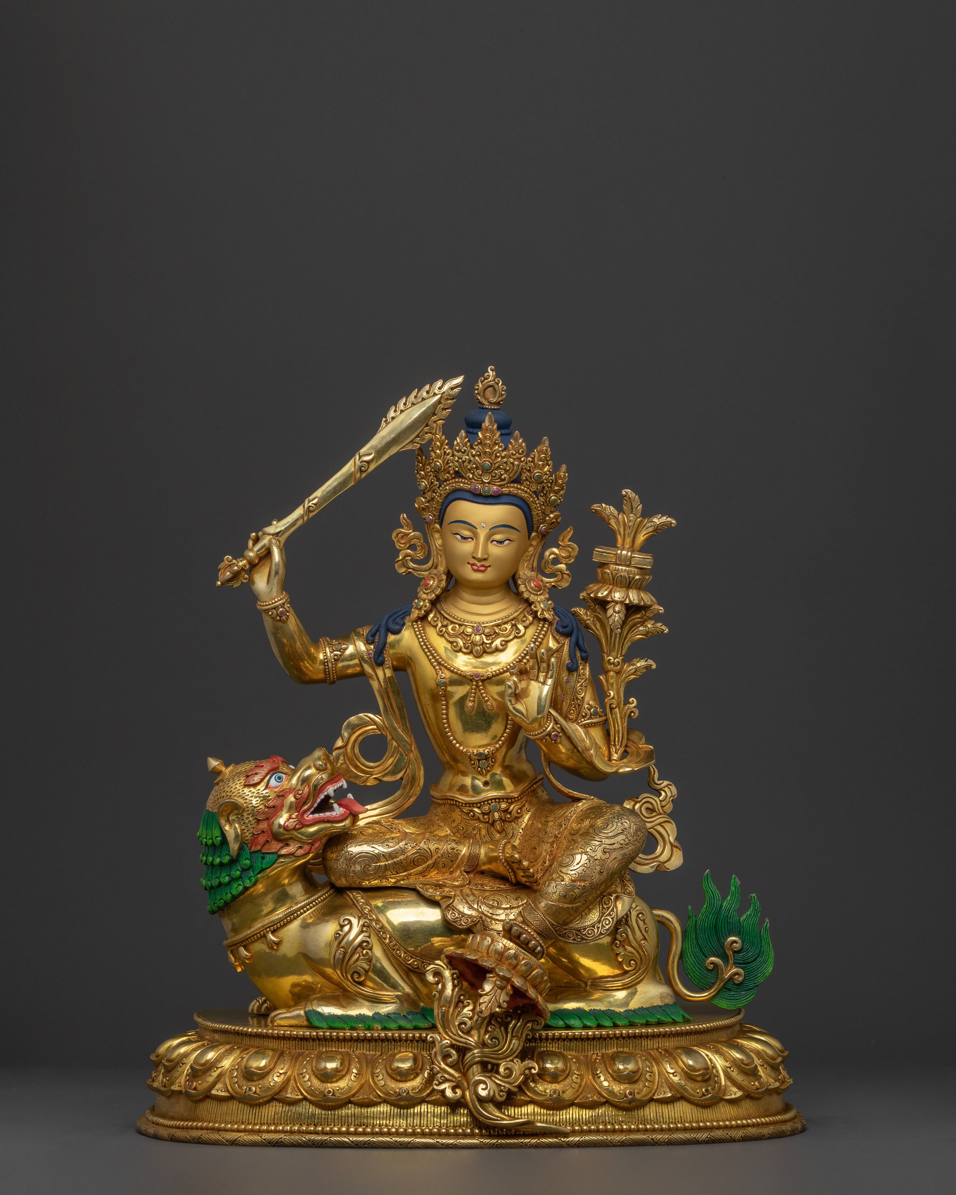 Simhanada Manjushri Sacred Statue for Rituals