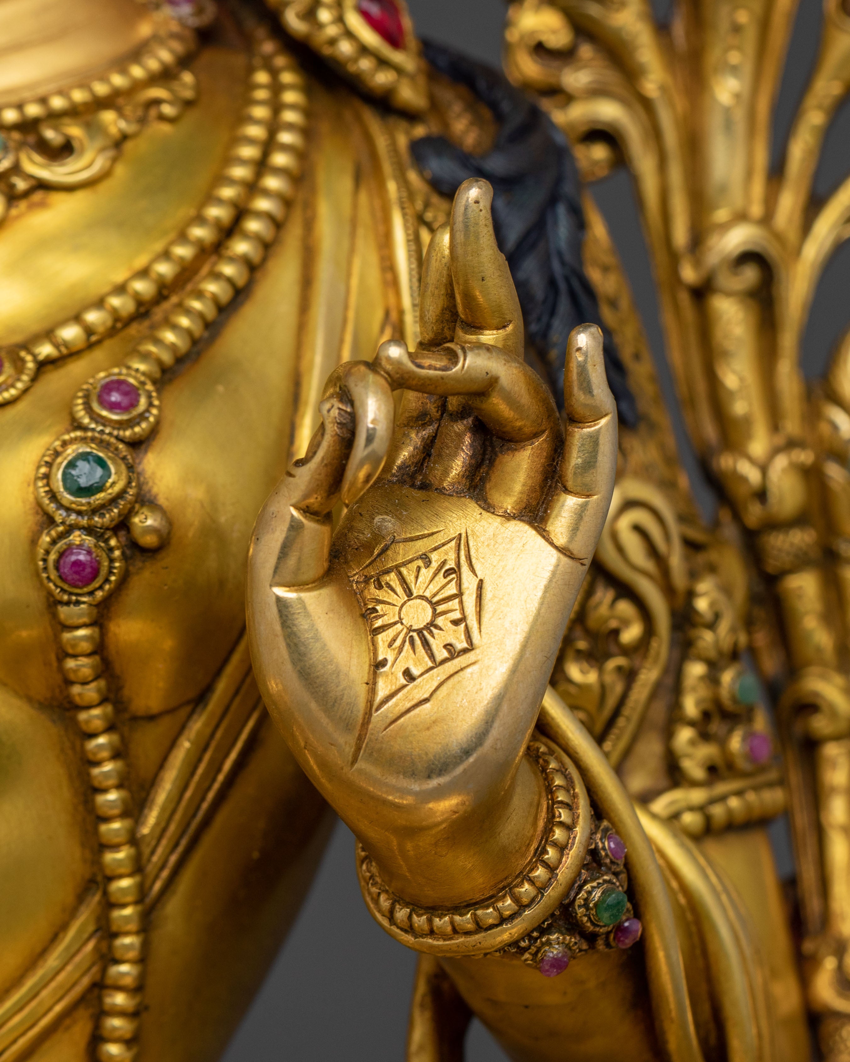 Green Tara 24K Gold Gilded Statue | Mother of all Buddhas