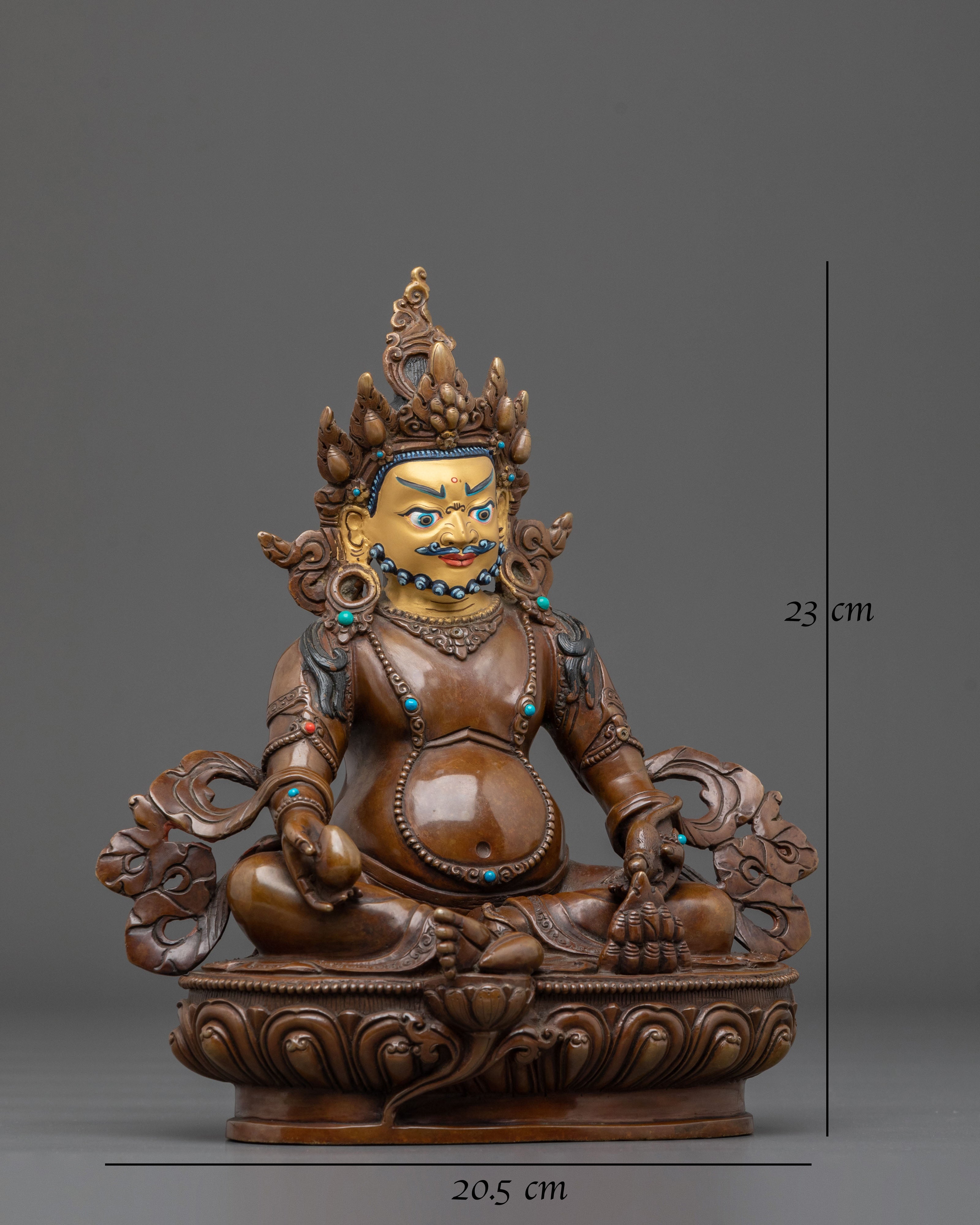 Dzambhala Statue | 24K Gold Gilded Tibetan Deity Figurine