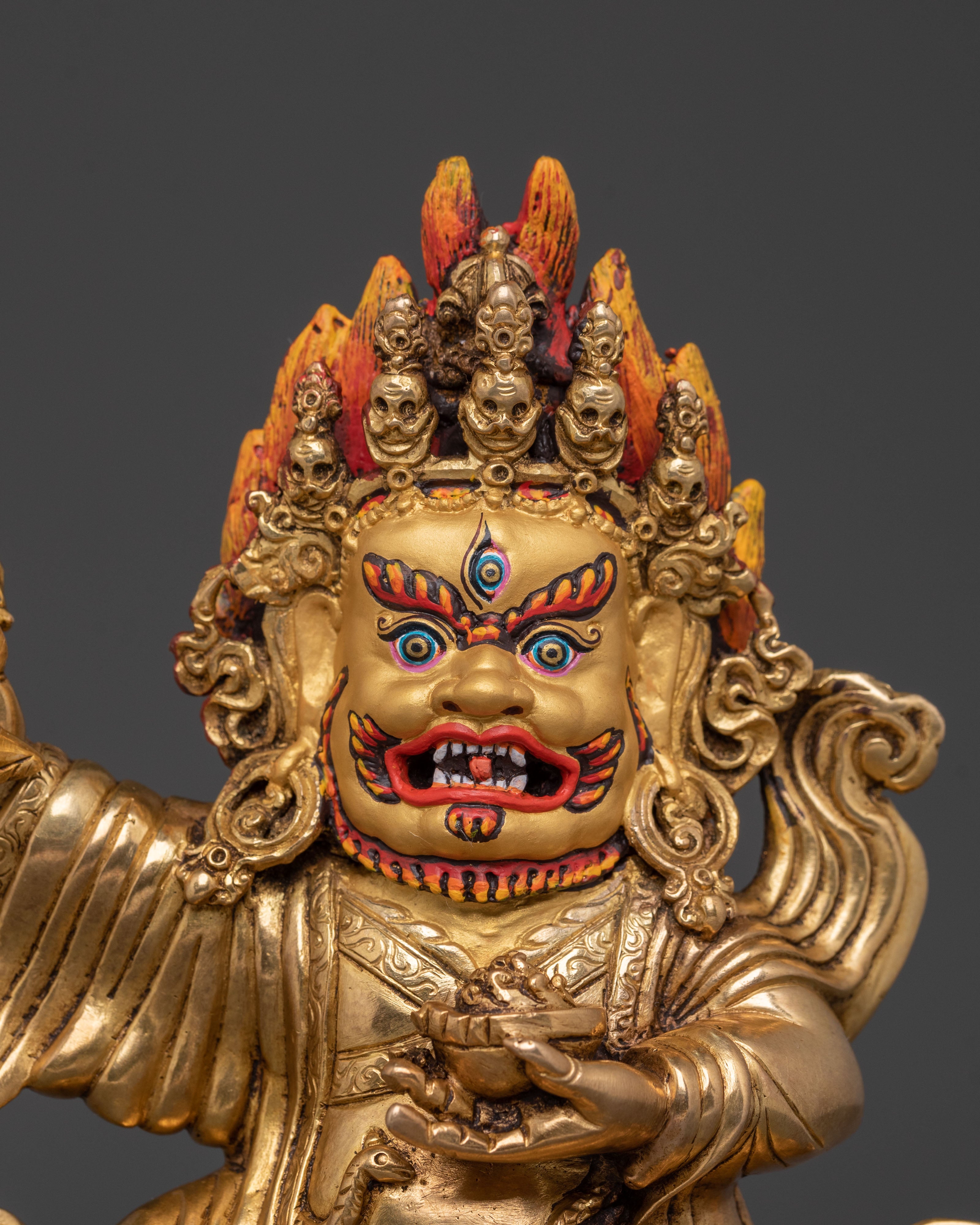 Mahakala Bernakchen Statue | 24K Gold Gilded Icon