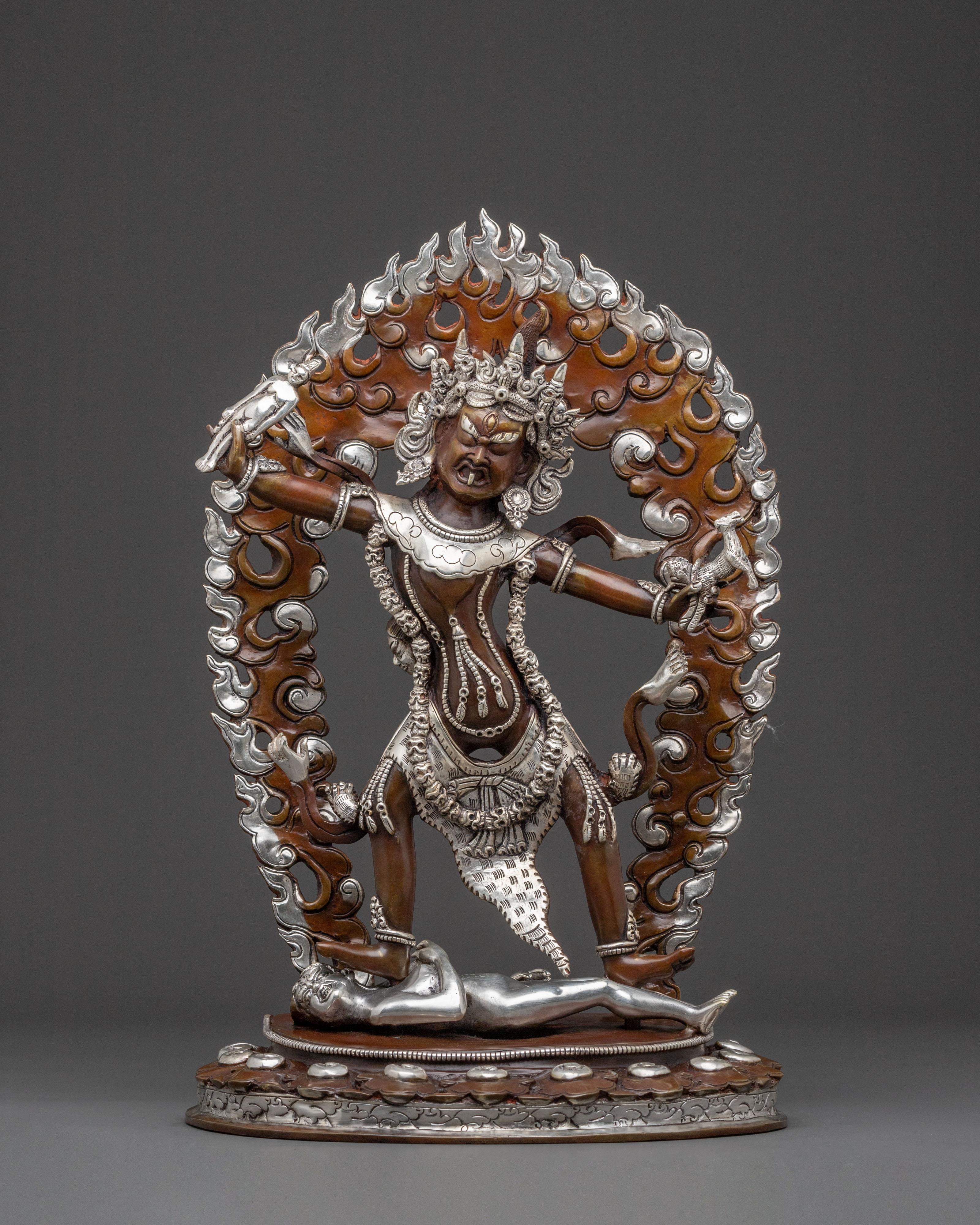 Ekajati Bodhisattva: Serene Oxidized Copper Sculpture