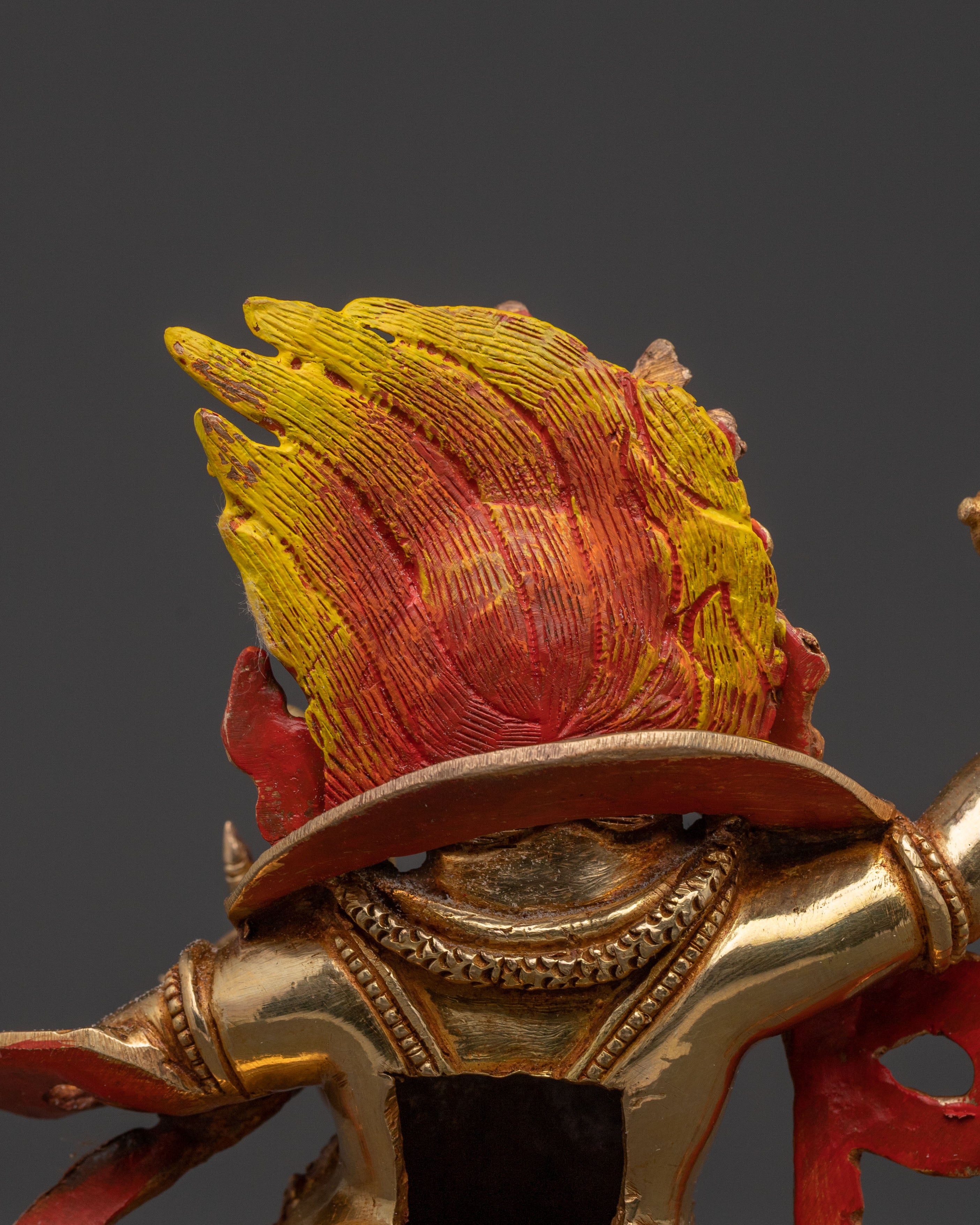 Golden Statue of Vajrapani Bodhisattva - Hand-Gilded Copper Art