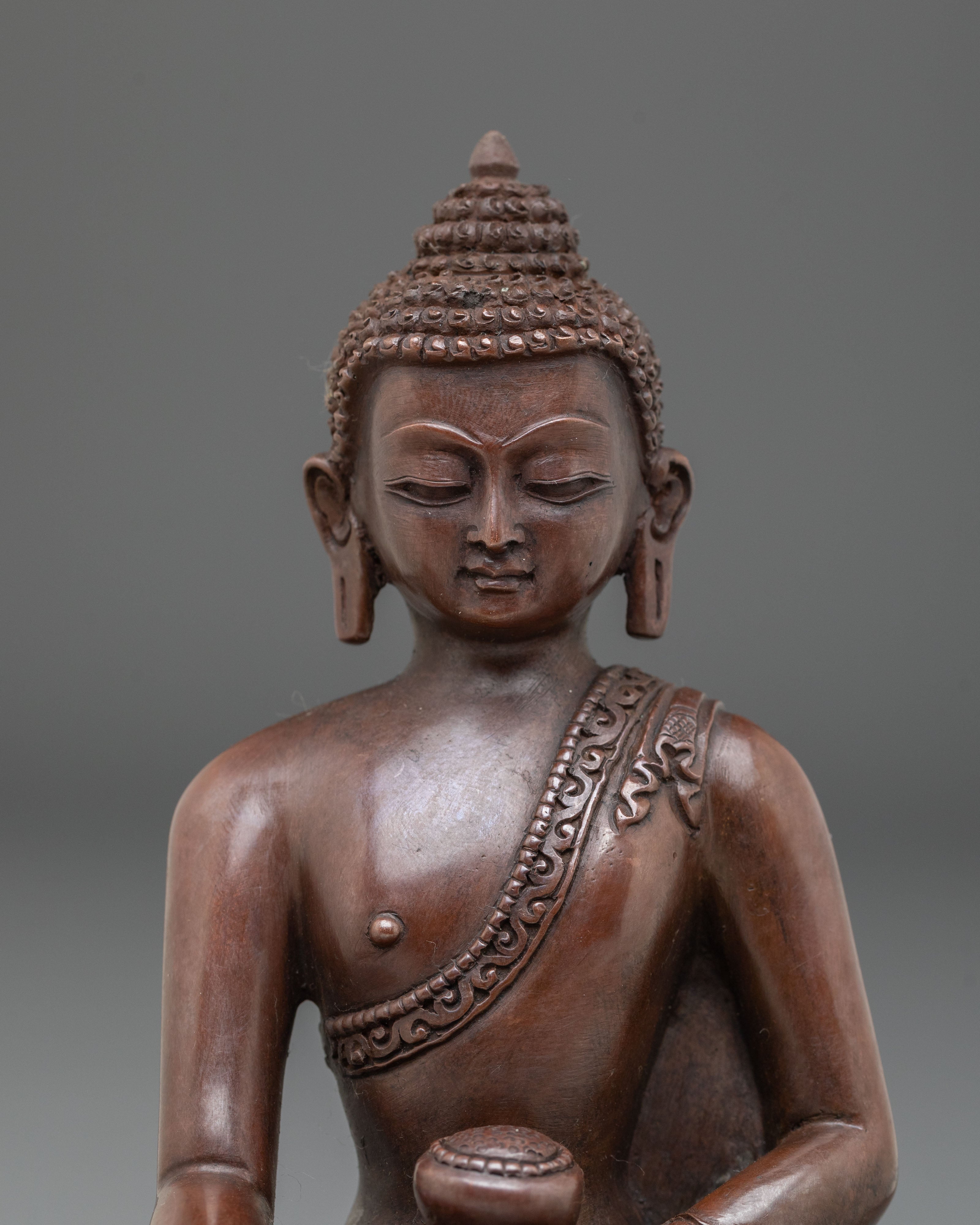 Sage Shakyamuni Buddha Sculpture | Oxidized Copper Figurine