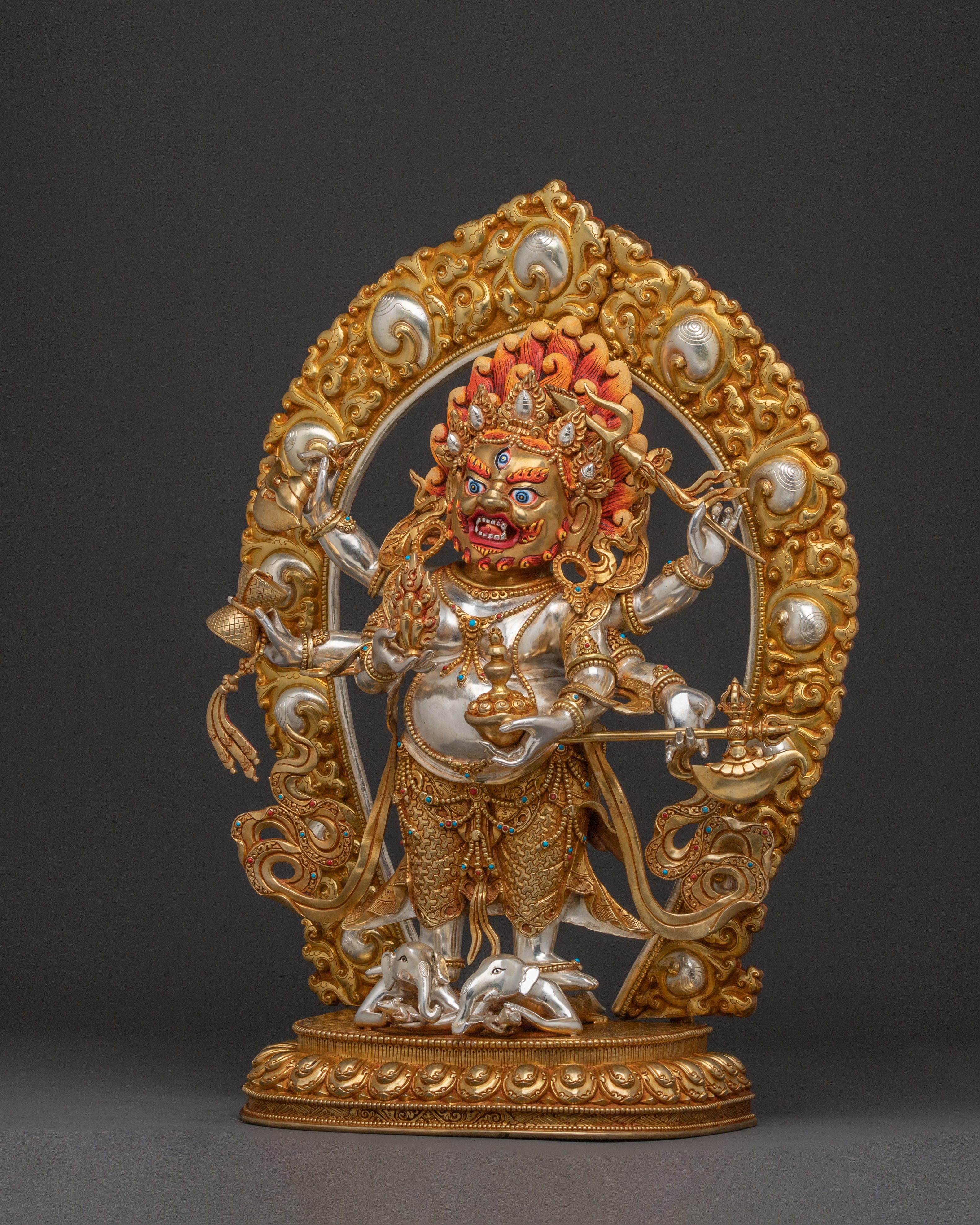 White Mahakala Statue Protector of Prosperity