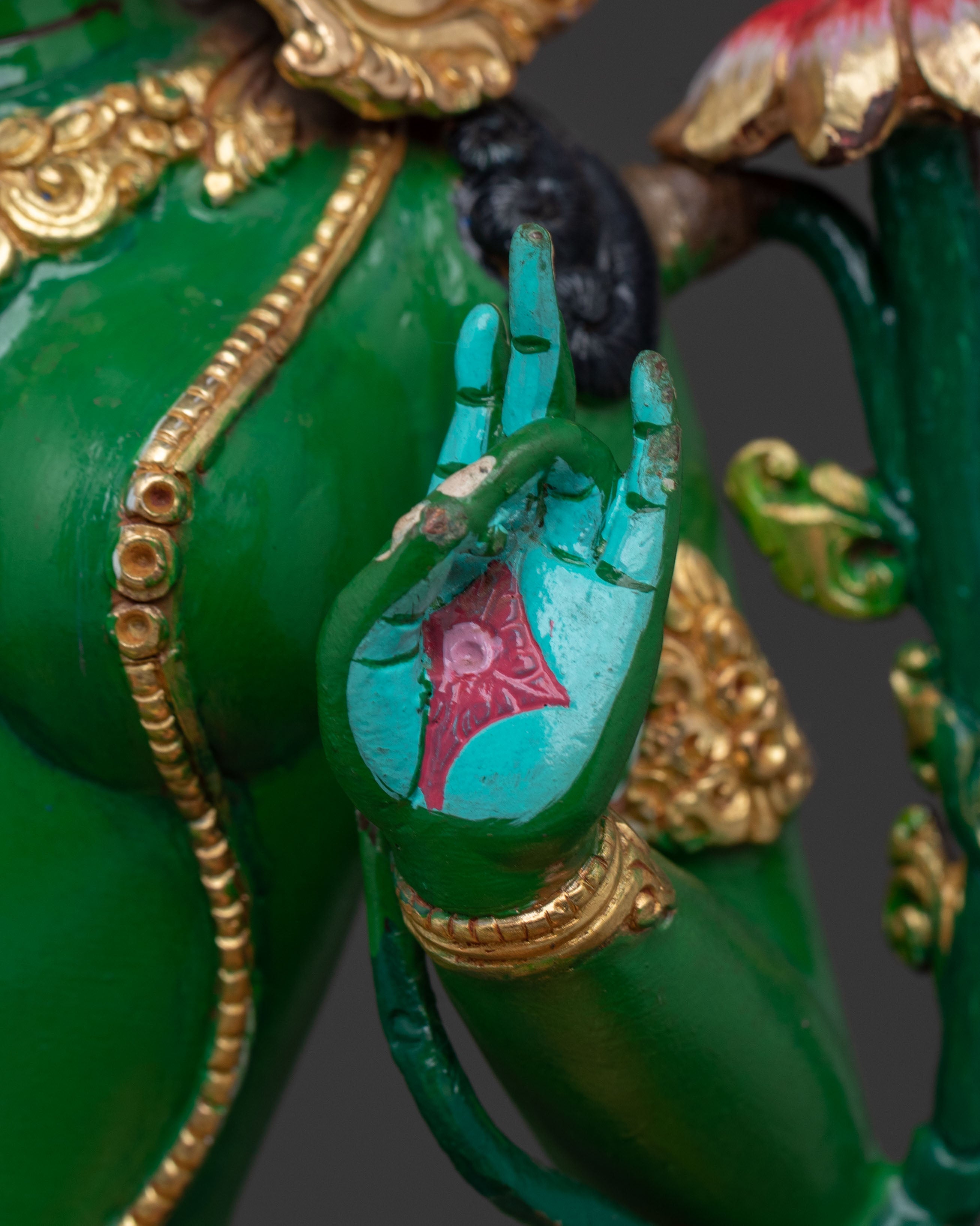 Hand Carved Green Tara Sculpture | Goddess of Compassion & Protection
