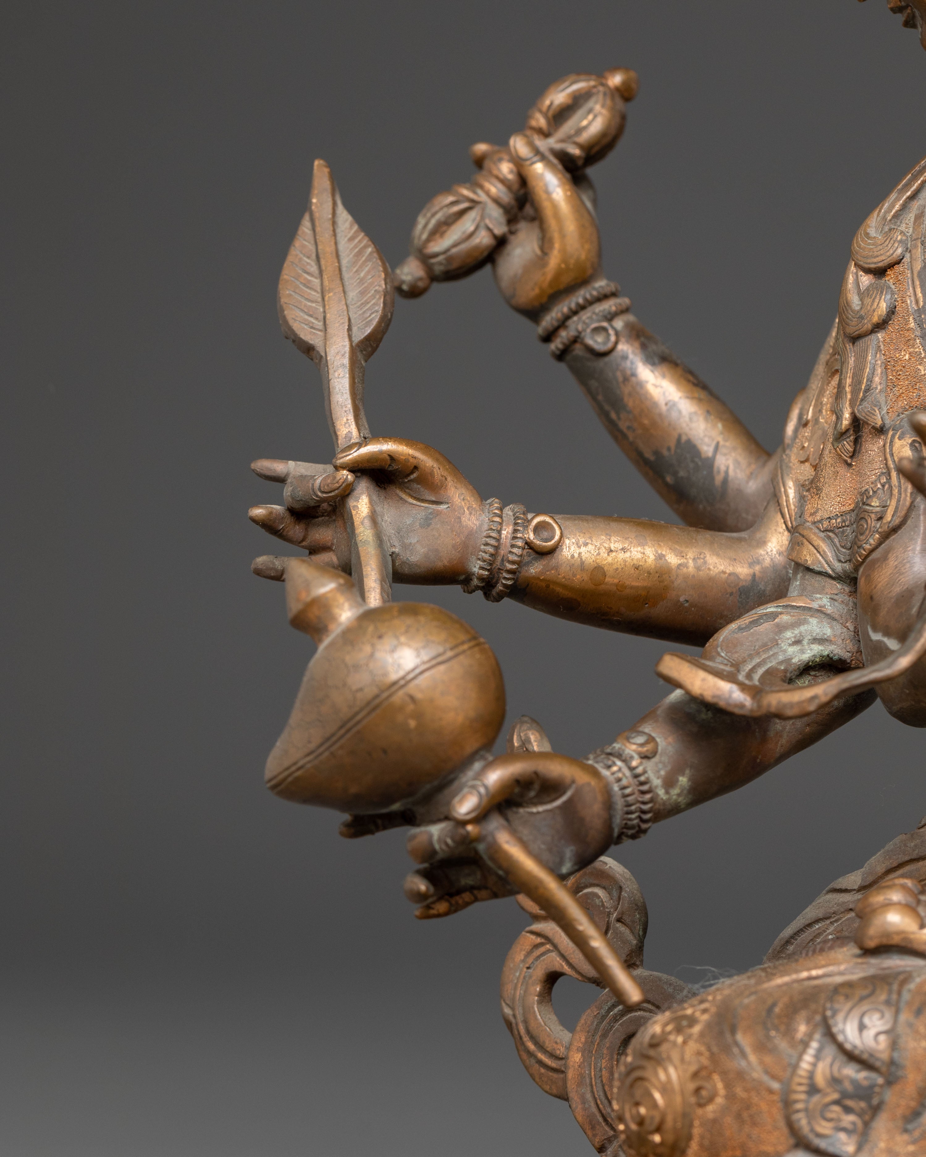 Tibetan Dhoja Devi Deity Statue - Antique Finish Copper