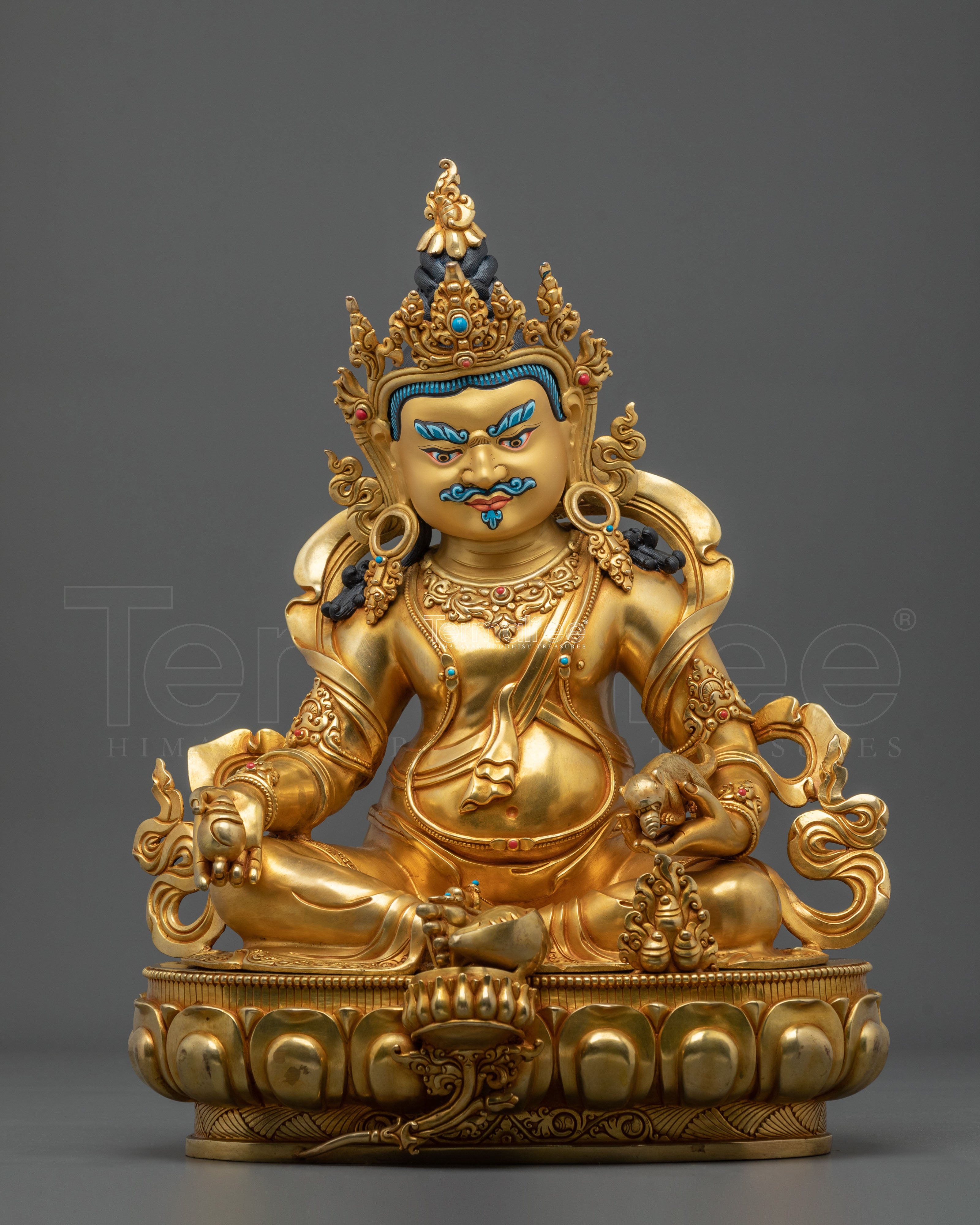Dzambhala Prosperity Guardian Statue | 24K Gold Gilded Copper Statue