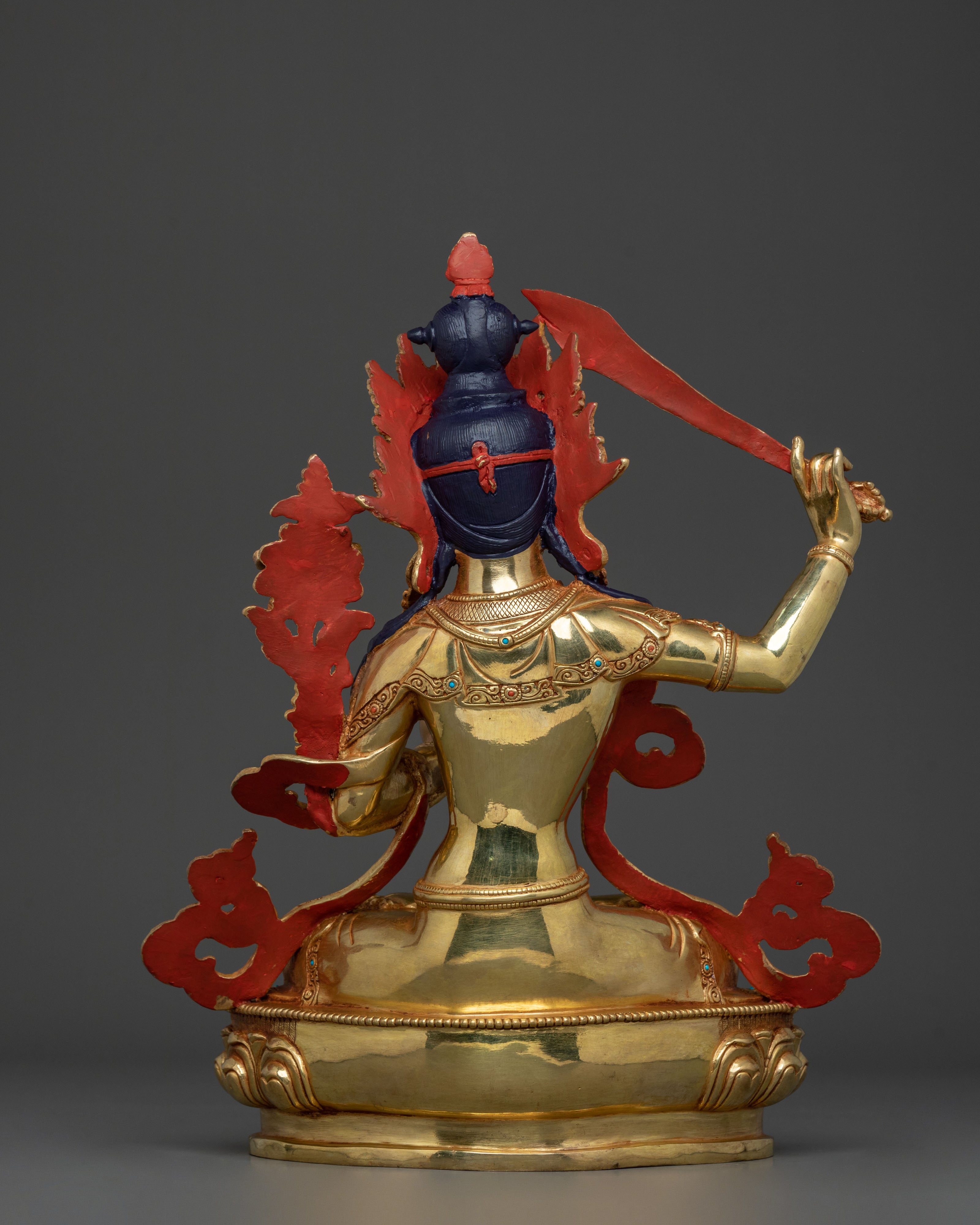 Flaming Sword of Wisdom Manjushri Statue | 24K Gold Gilded