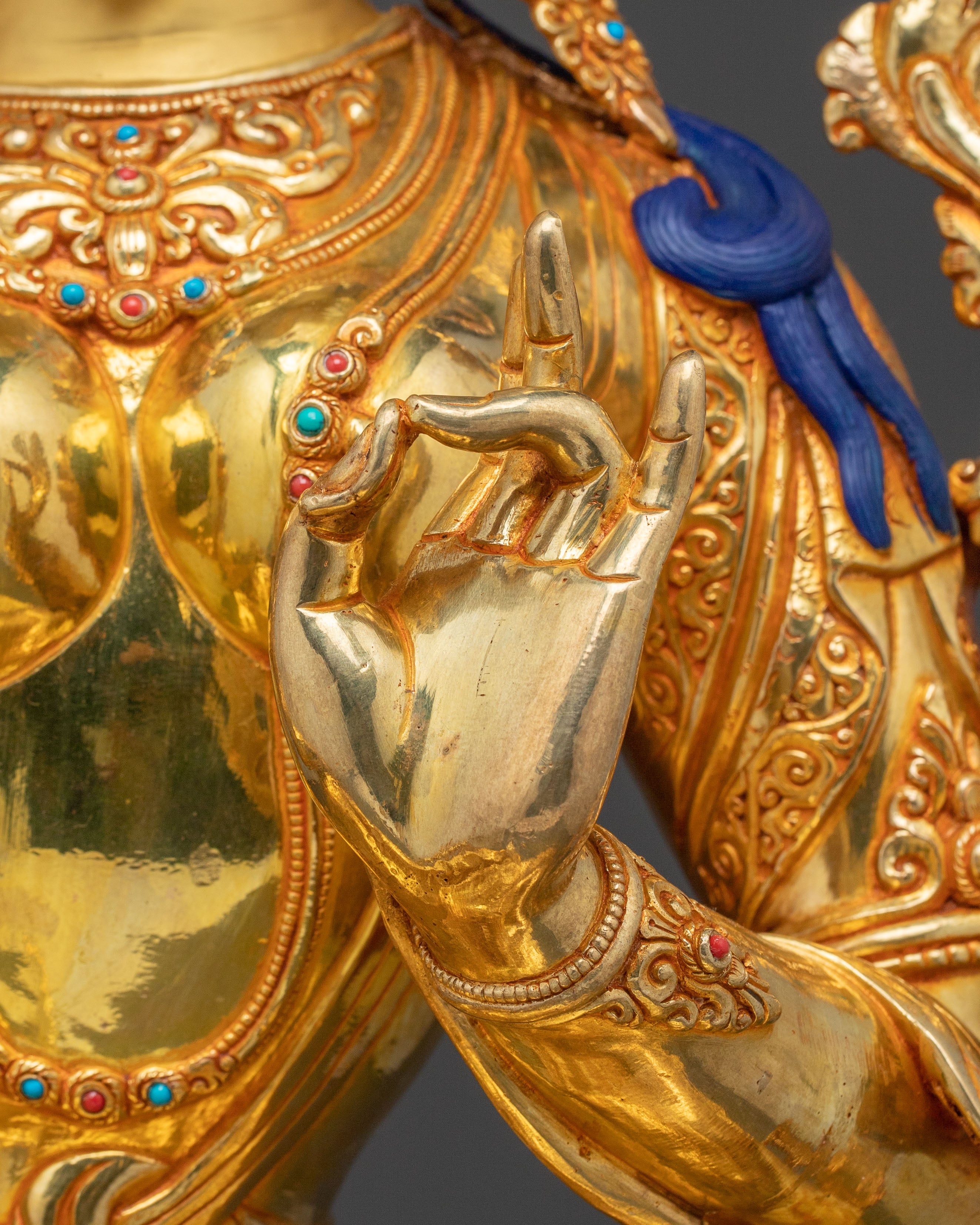 24K Gold Gilded Green Tara Spiritual Statue | Meditation Decor