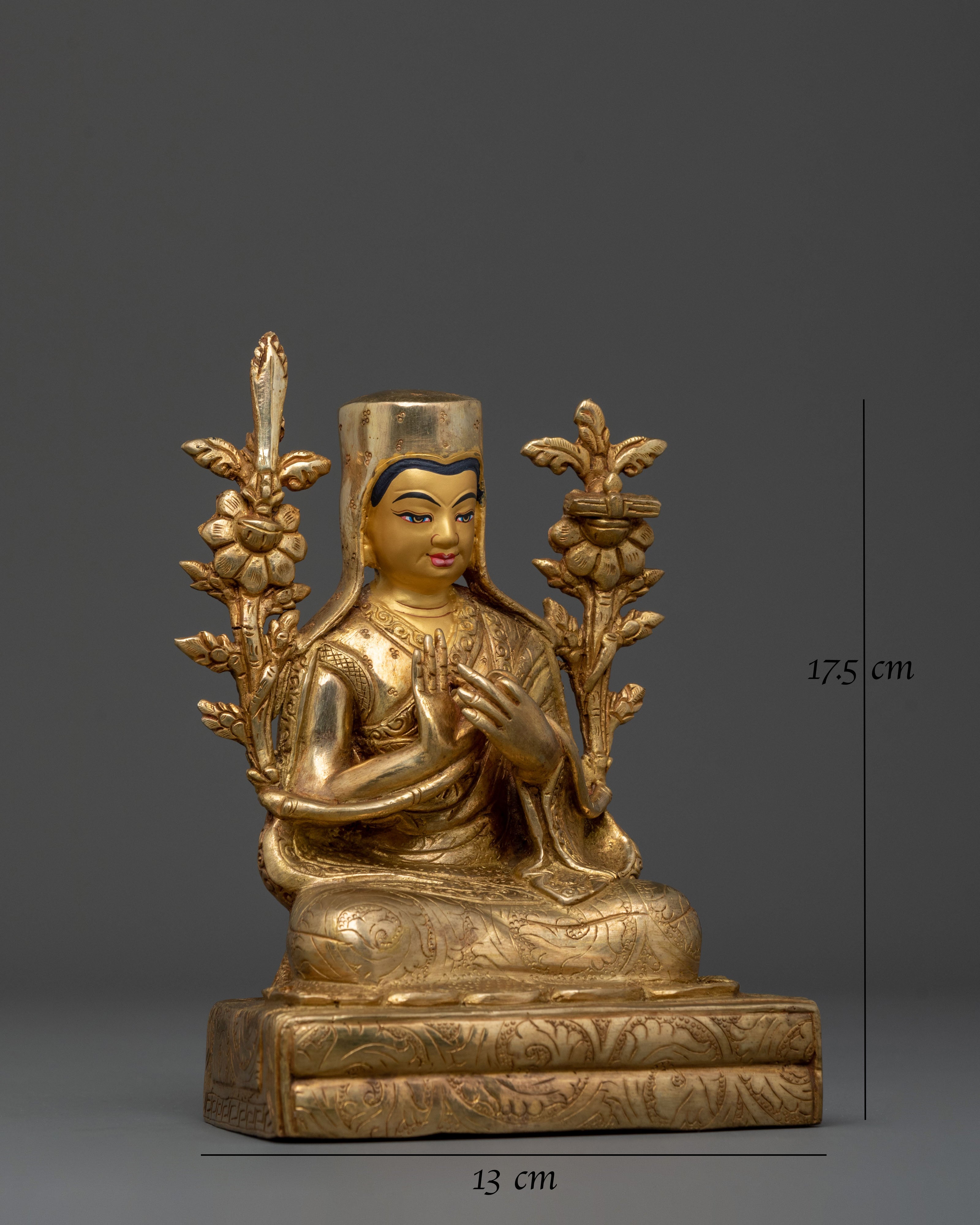 Buddhist Master Tsongkhapa Sacred Statue | Tibetan Buddhist Art (13x17.5 inches)