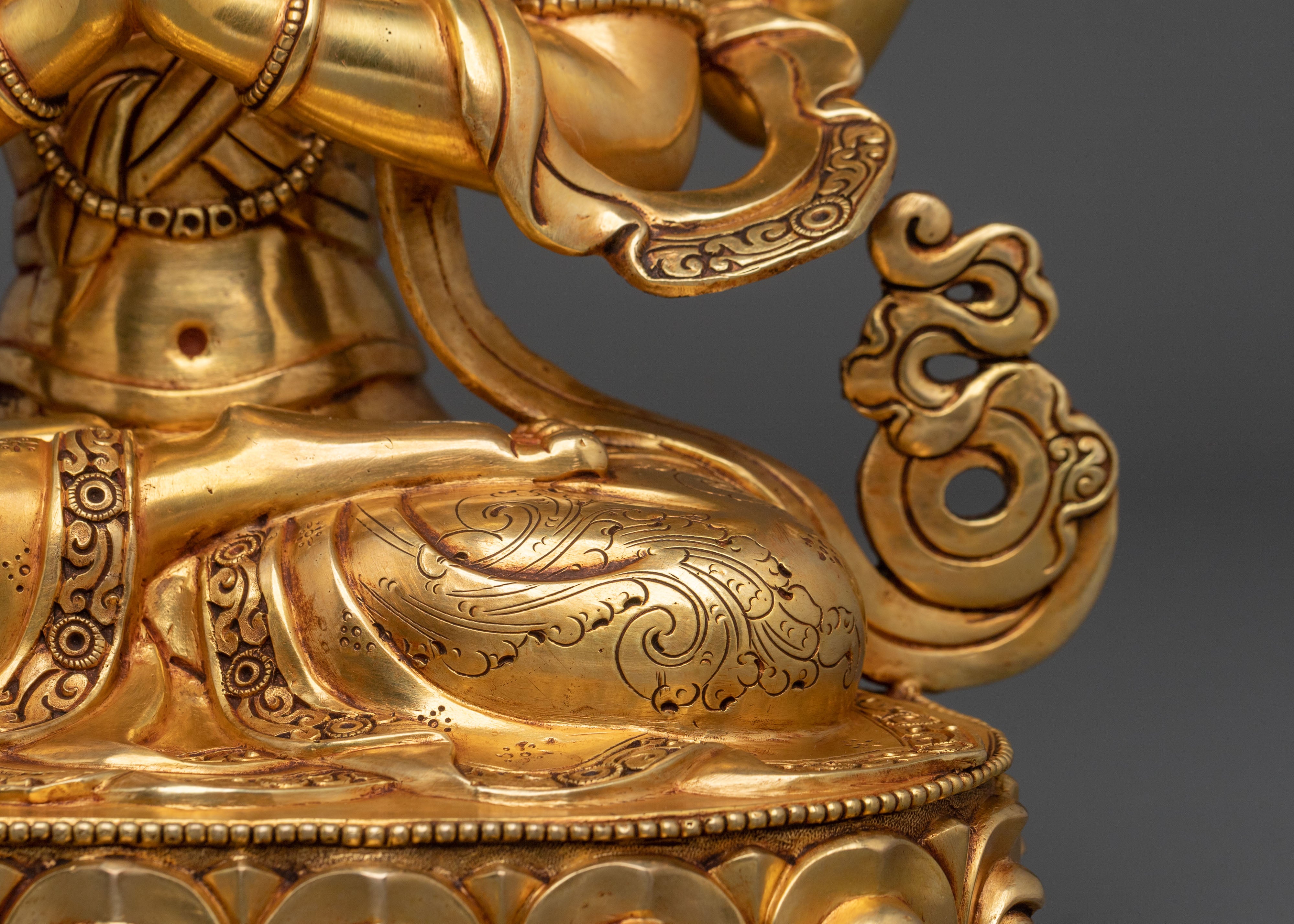 Chenrezig Sculpture | 24K Gold Gilded Compassionate Figurine