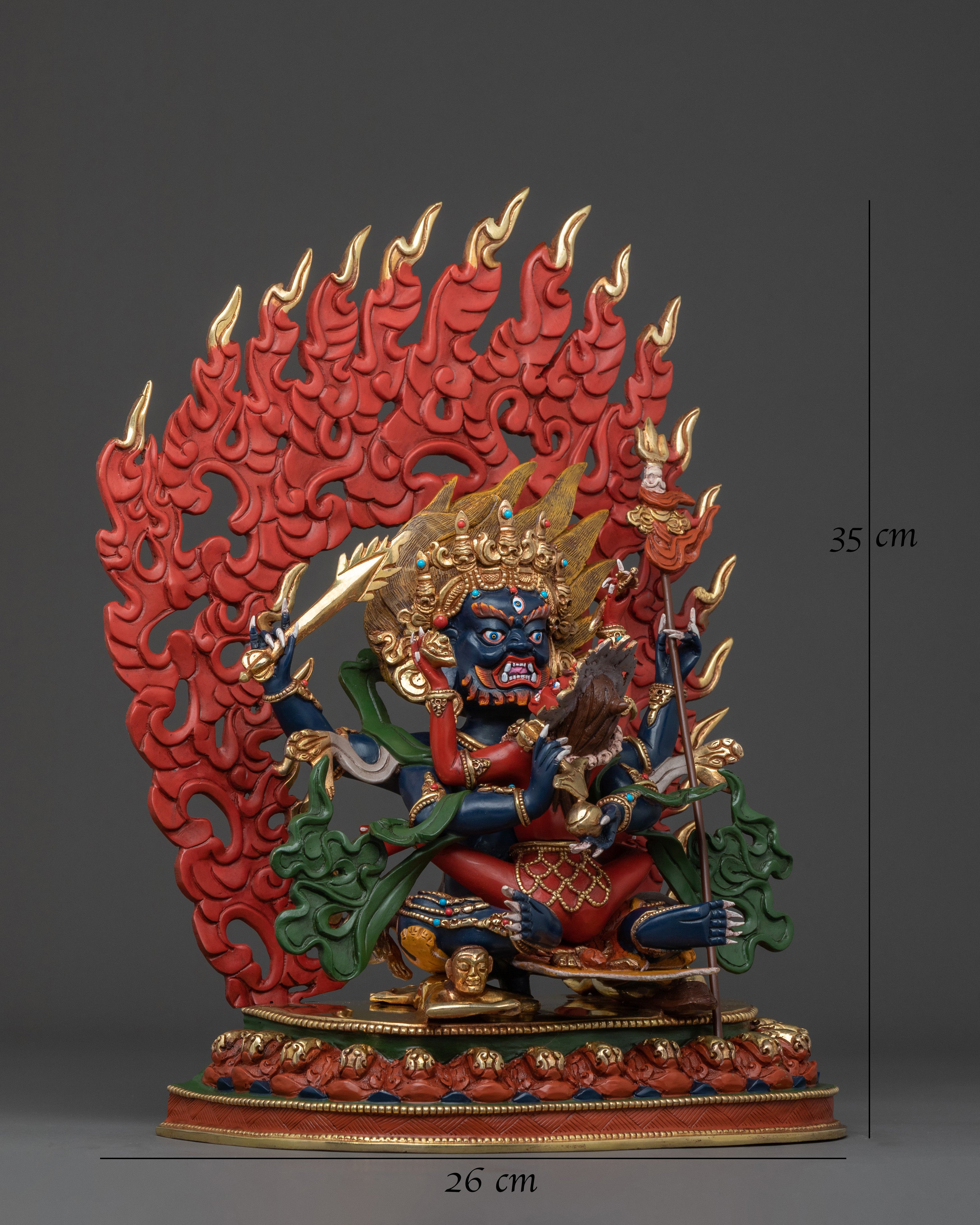Chaturbhuja Mahakala Sculpture with Consort | Home Decor