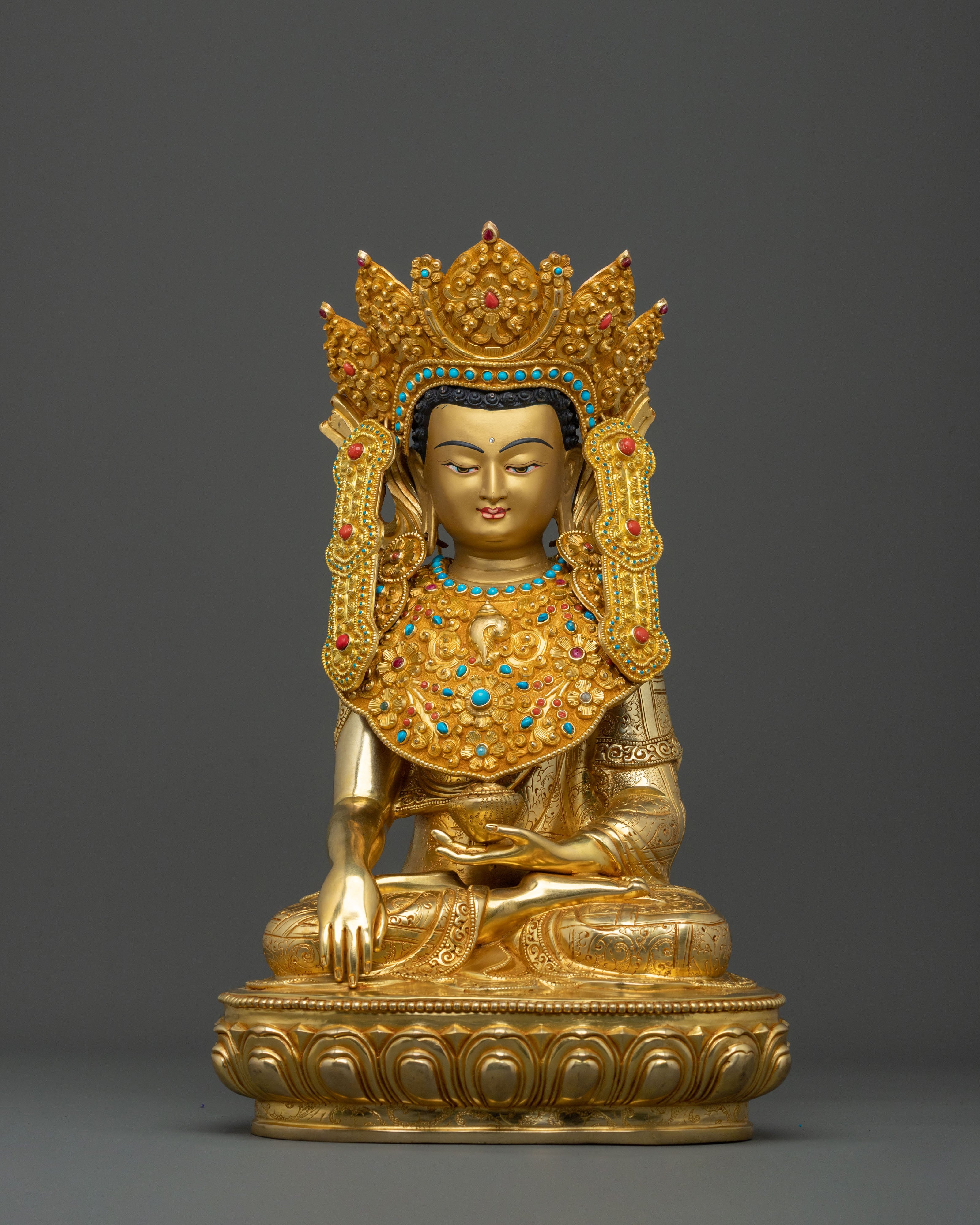 Handcrafted Crown Shakyamuni Buddha Spiritual Sculpture