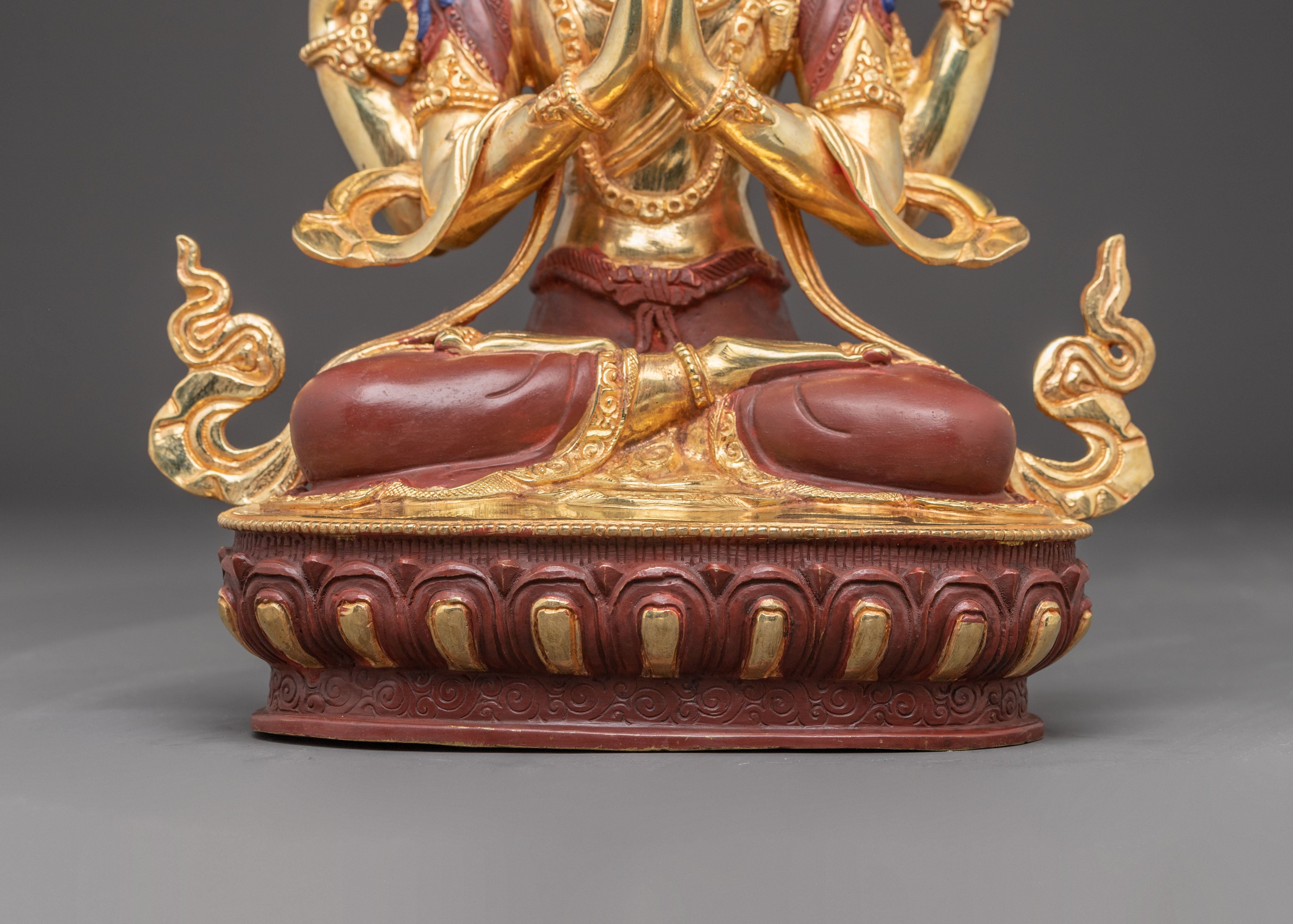 Handcrafted Nepalese Chenrezig Copper Statue | Symbol of Compassion