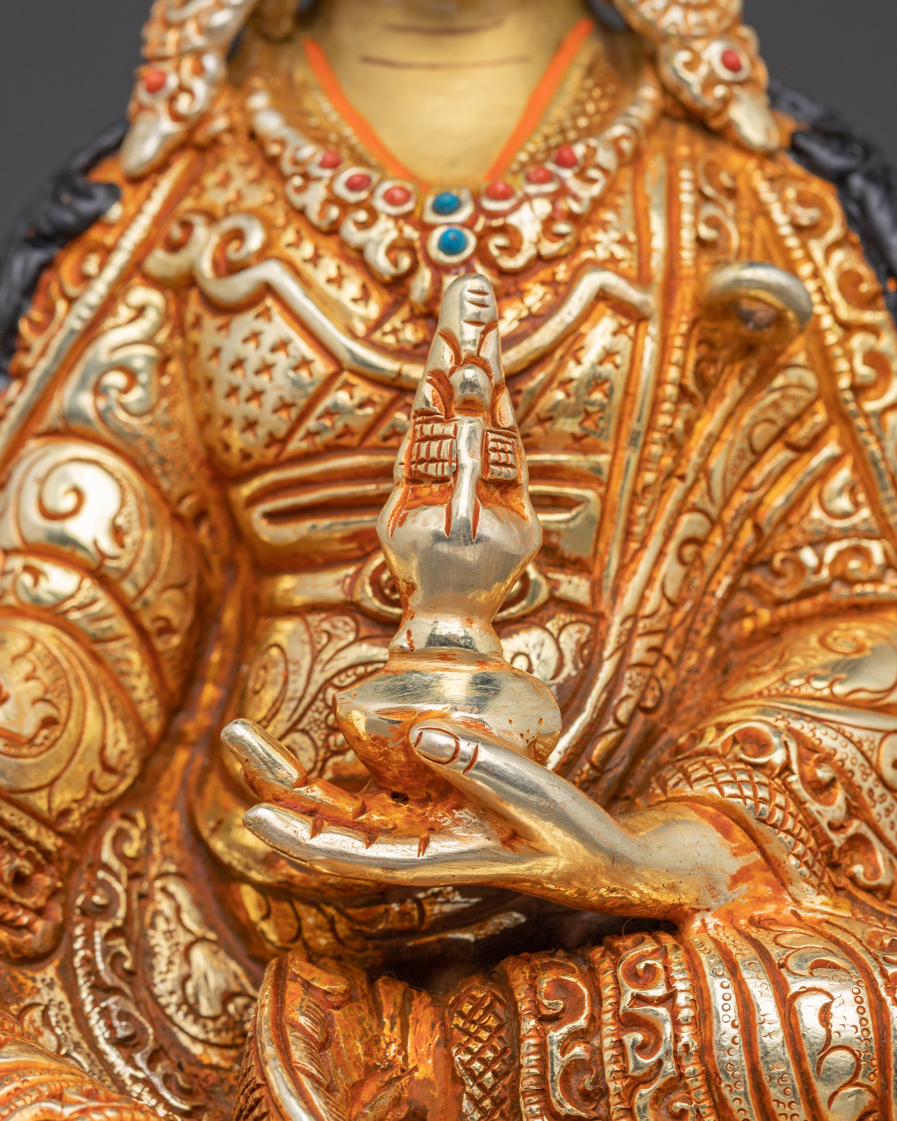 Guru Padmasambhava Golden Statue | Handcrafted 24K Gold-Gilded Sculpture