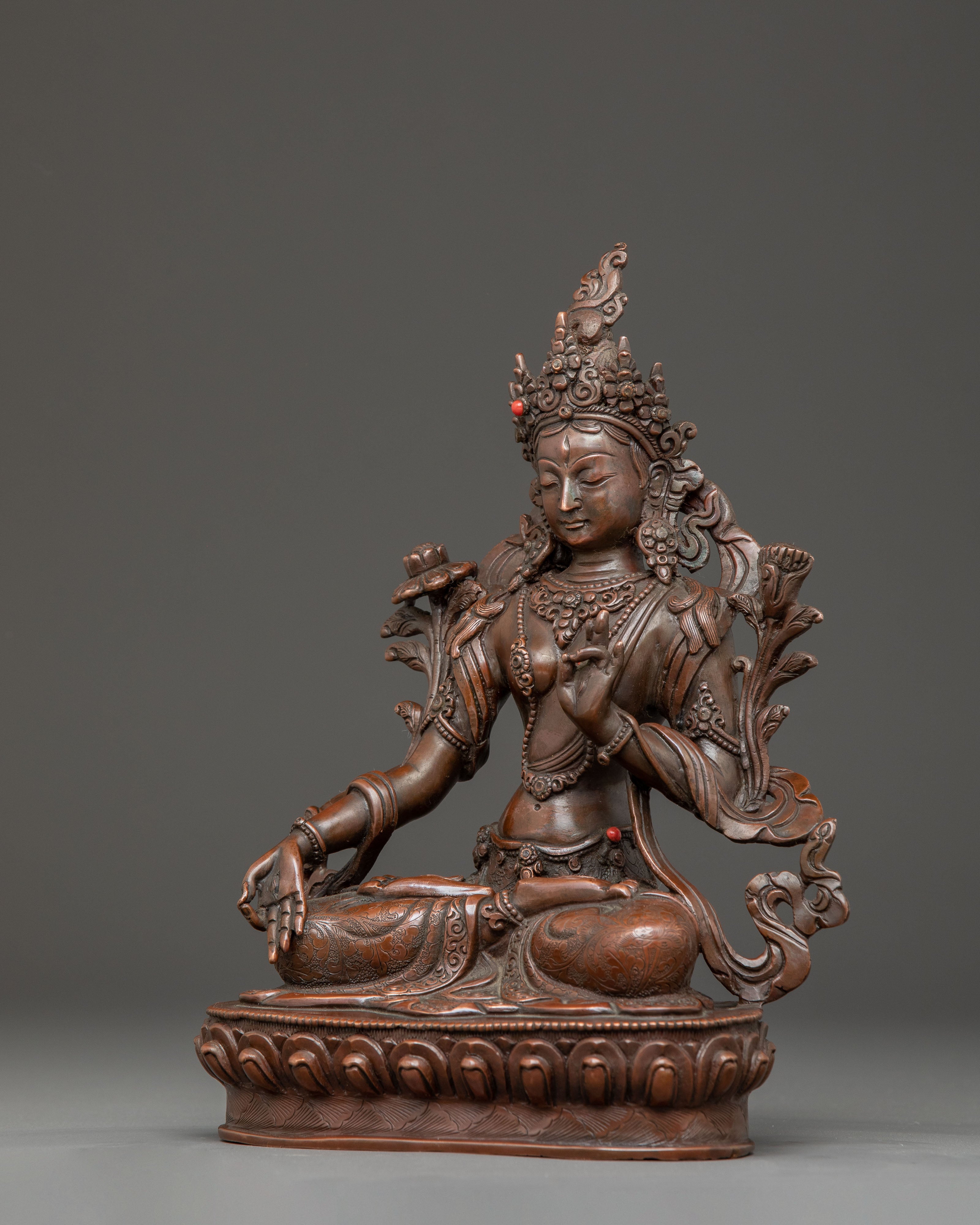 Healing Goddess White Tara Copper Statue | Bodhisattva of Compassion